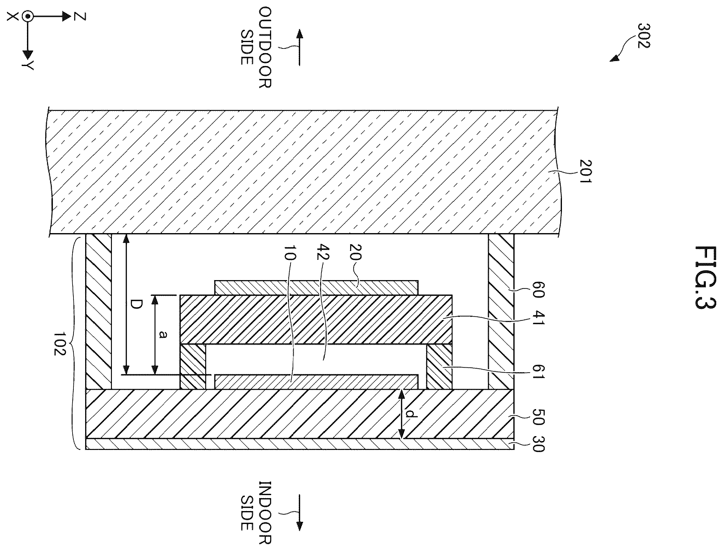 Patent US12562451 Figure 3 – Antenna unit, antenna unit-attached window glass, and matching body