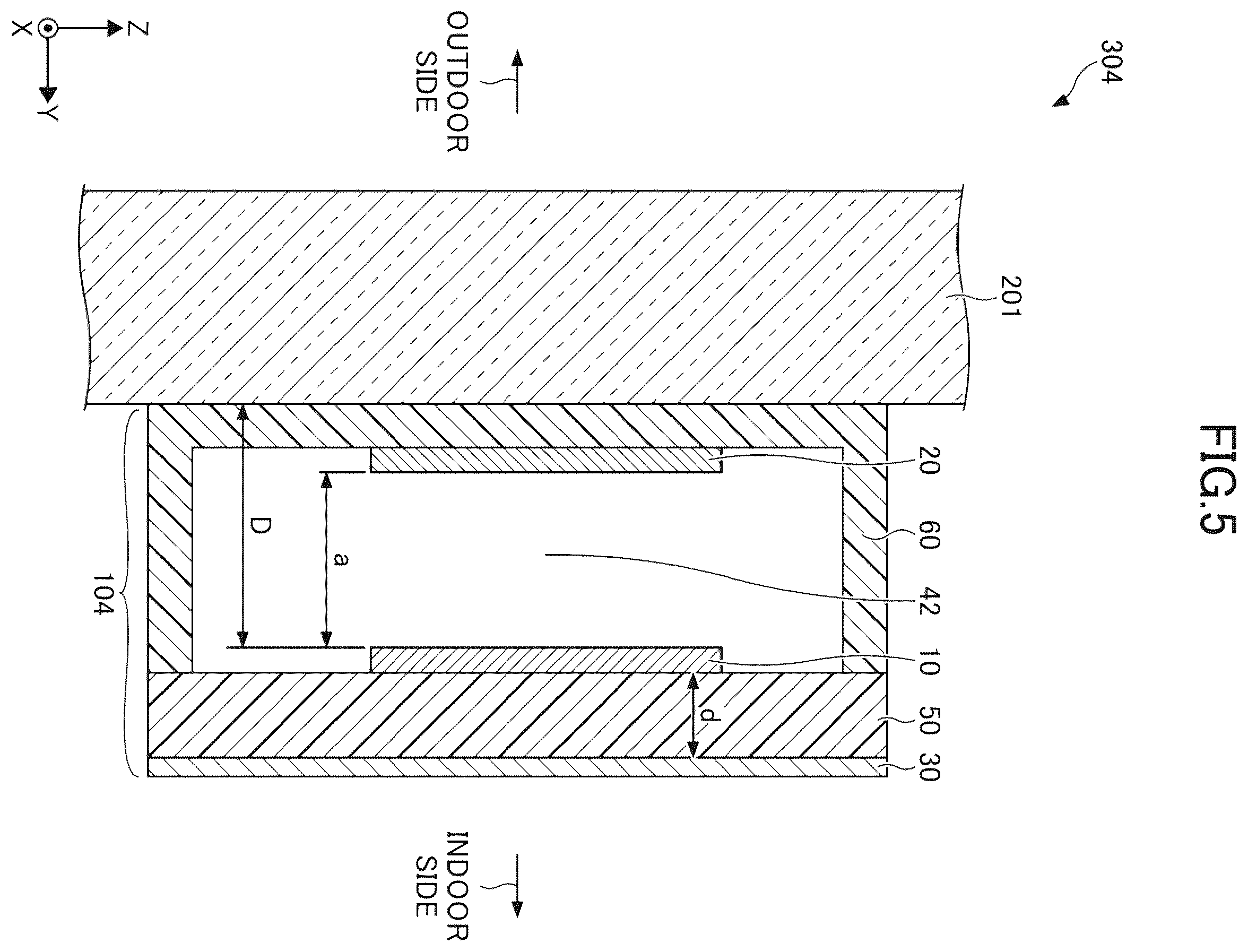 Patent US12562451 Figure 5 – Antenna unit, antenna unit-attached window glass, and matching body
