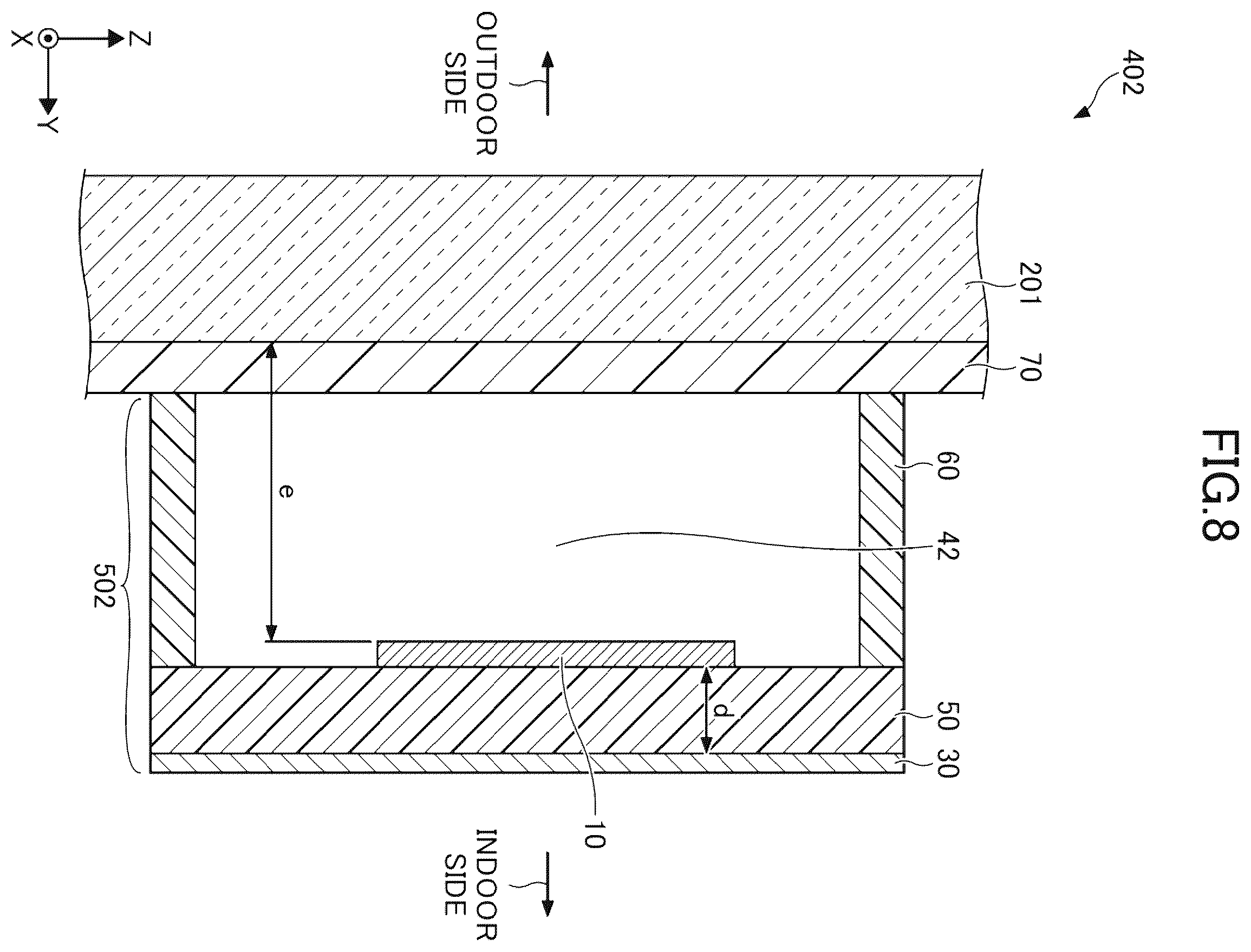 Patent US12562451 Figure 8 – Antenna unit, antenna unit-attached window glass, and matching body