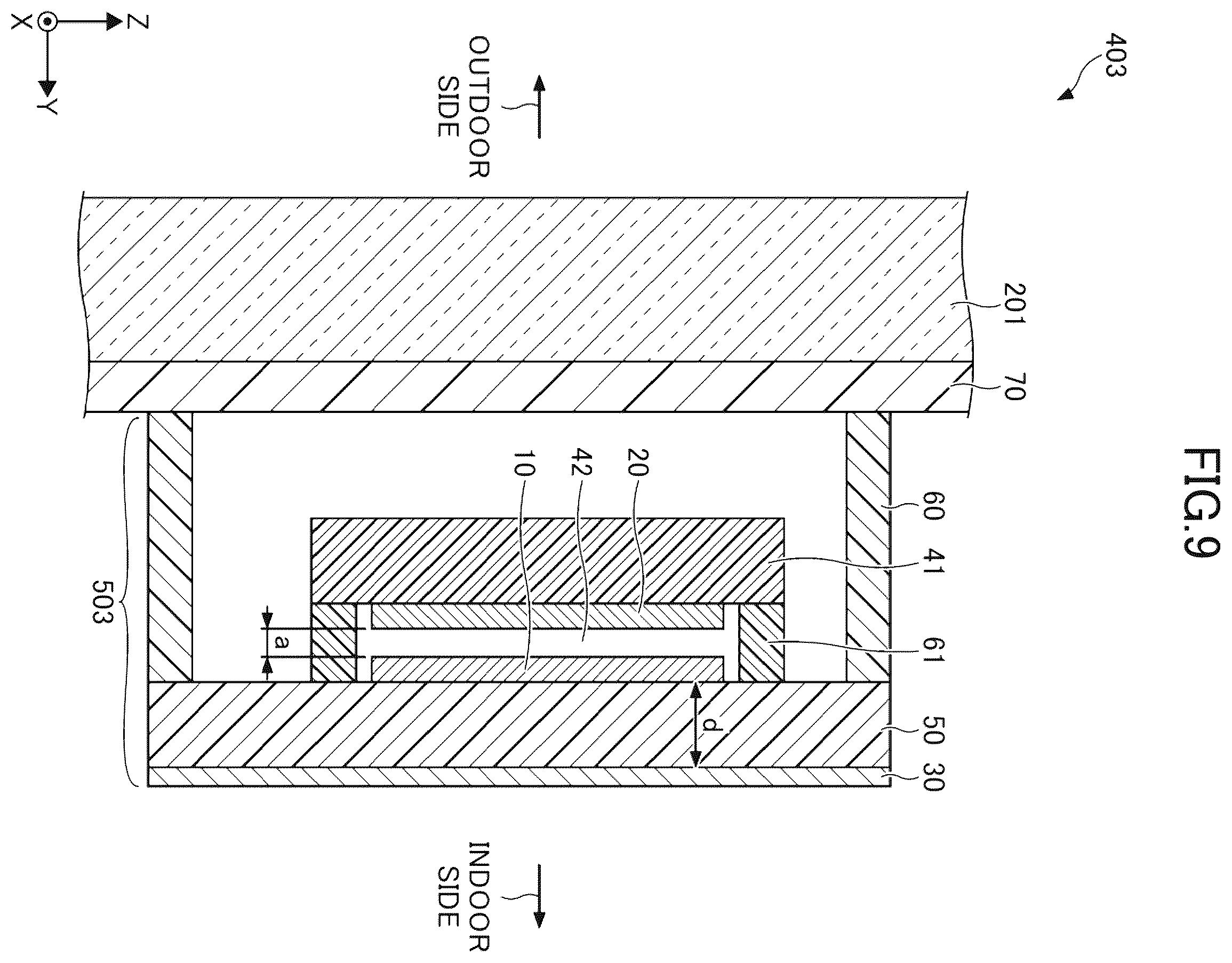 Patent US12562451 Figure 9 – Antenna unit, antenna unit-attached window glass, and matching body