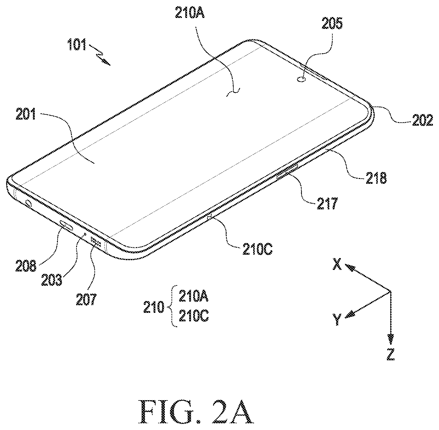 Patent US12562457 Figure 2 – Electronic device including metal antenna