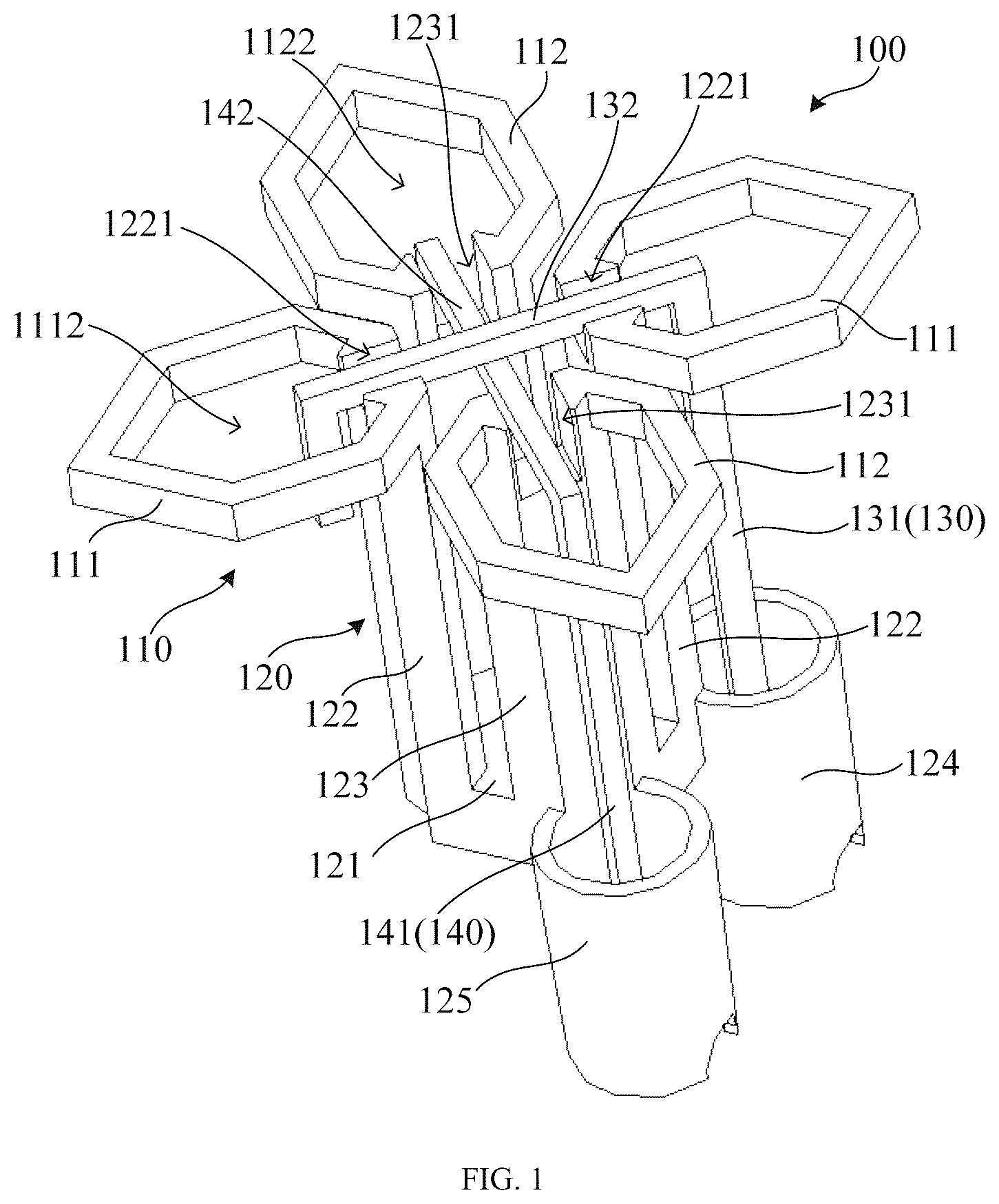 Patent US12562463 Figure 1 – High-frequency radiation unit and multi-frequency base station antenna