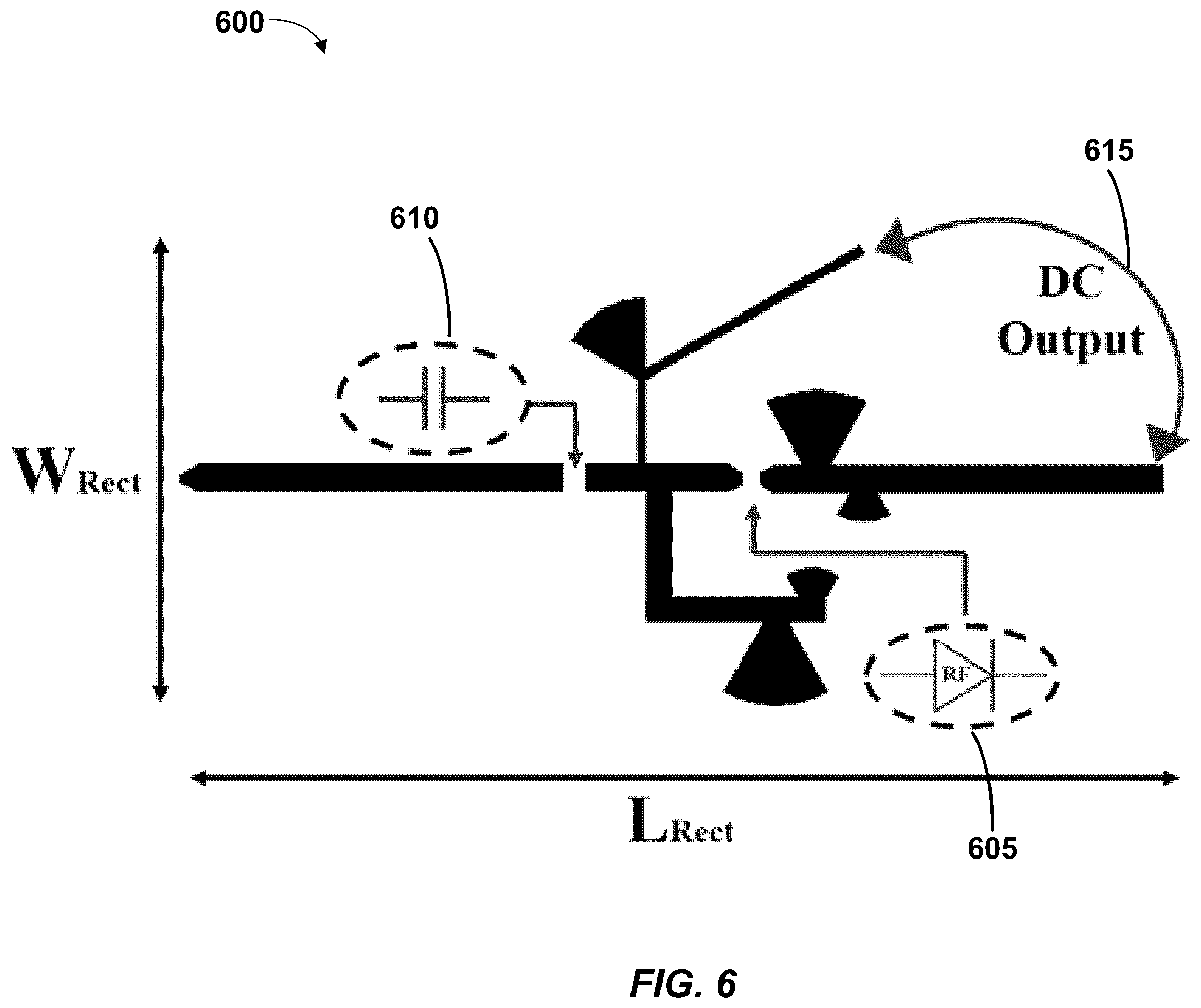 Patent US12562464 Figure 6 – High gain and large beamwidth Rotman-Lens-based and mm-wave energy harvester systems and associated methods