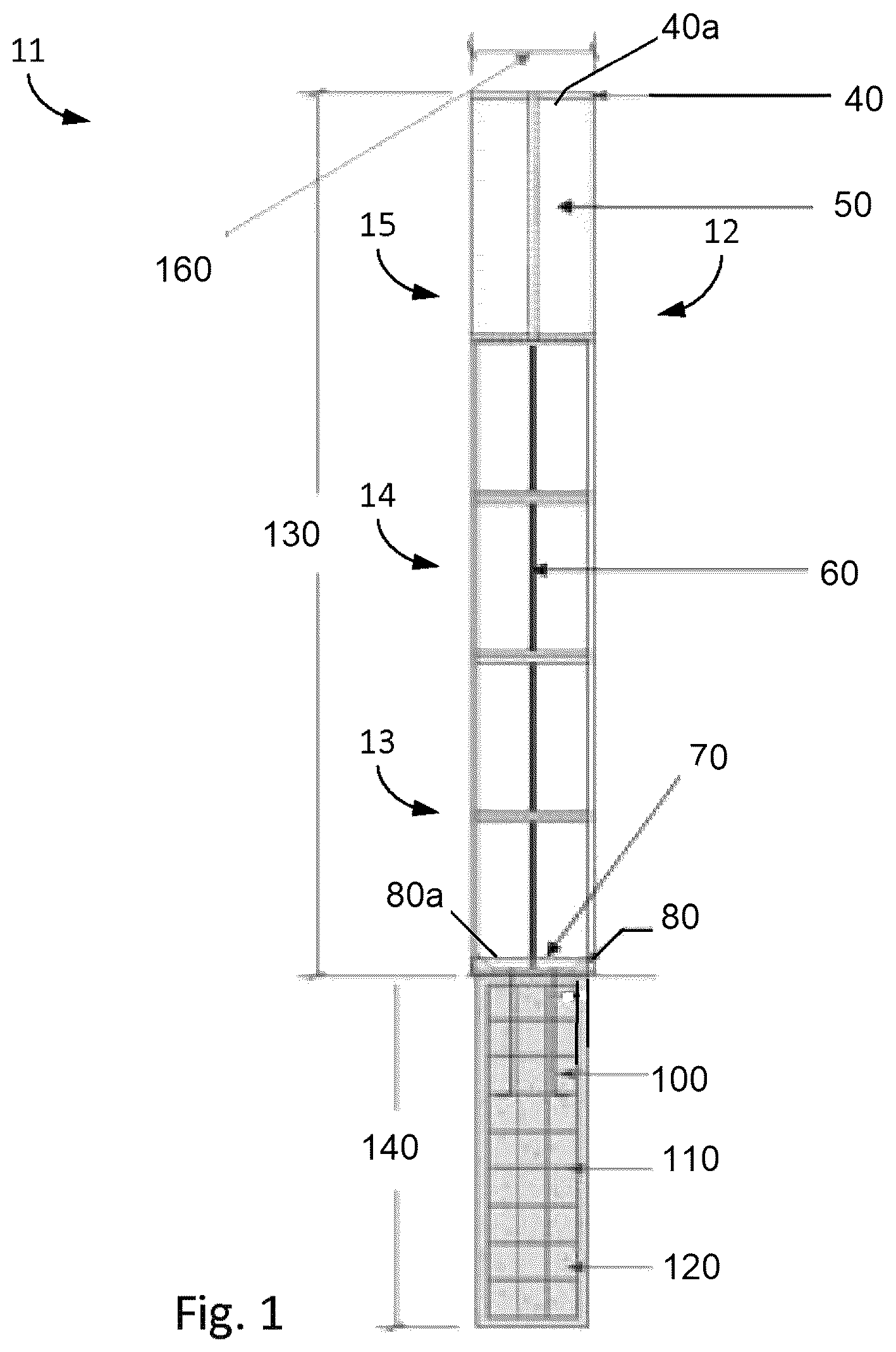 Patent US12562469 Figure 1 – Vertically stacked, integratable, multipurpose platform configurable as wireless base stations
