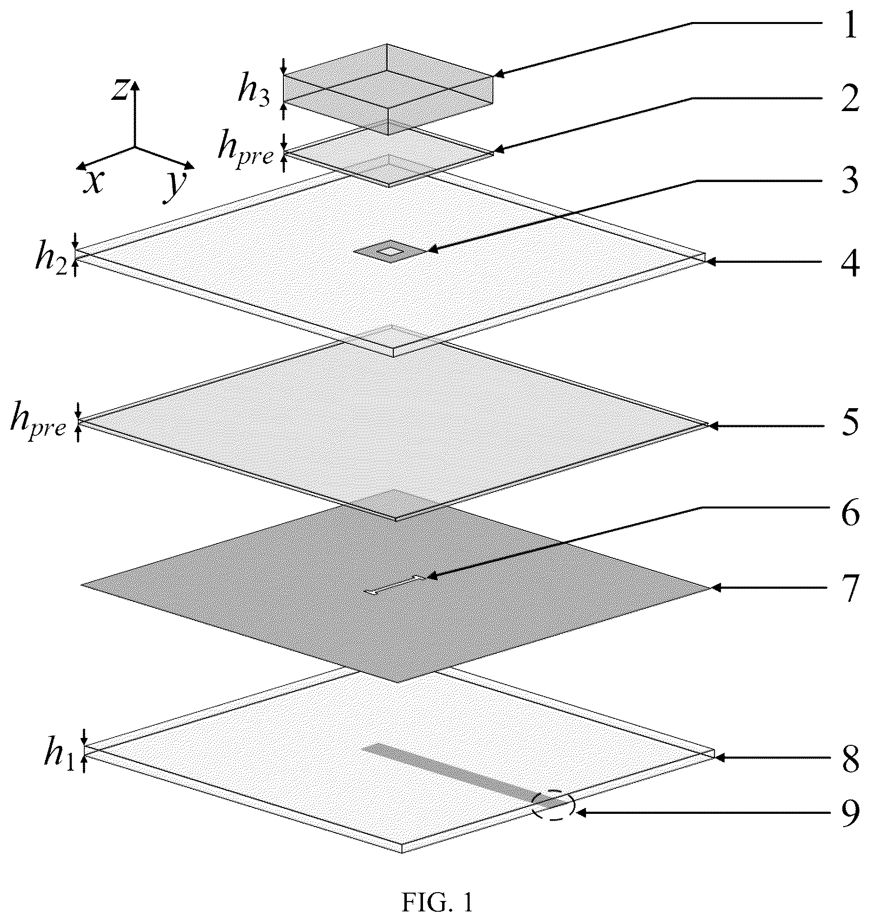 Patent US12562487 — Millimeter-wave broadband substrate integrated hybrid dielectric resonator antenna — Figure 1