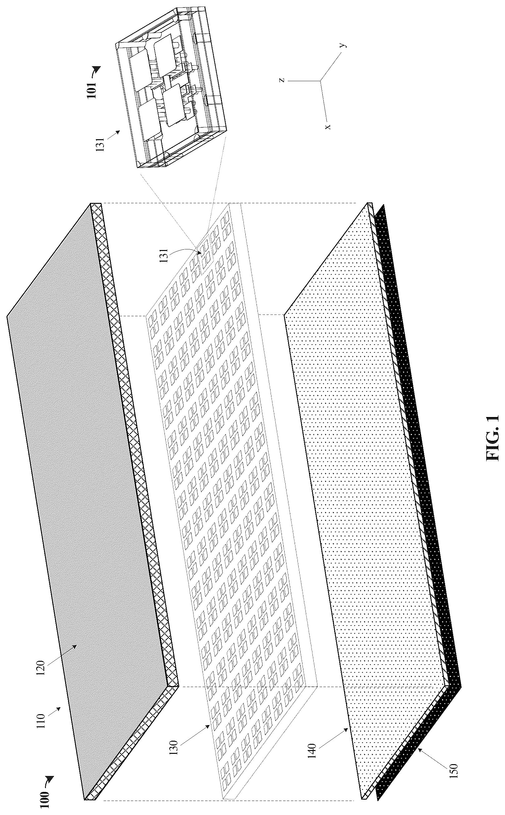Patent US12562488 Figure 1 – Magneto-electric dipole antenna formed in layered stackup