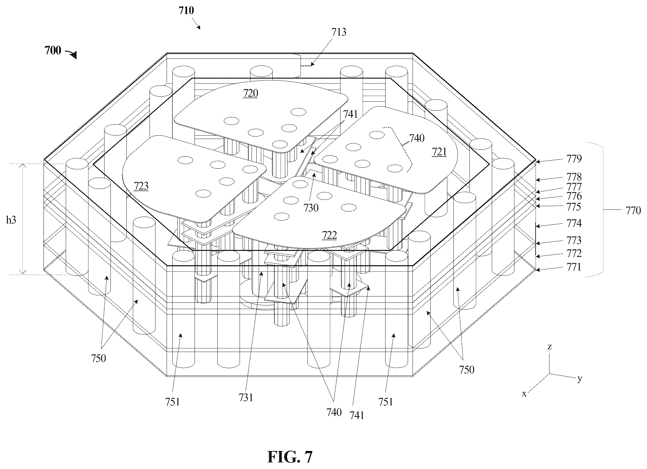 Patent US12562488 Figure 7 – Magneto-electric dipole antenna formed in layered stackup