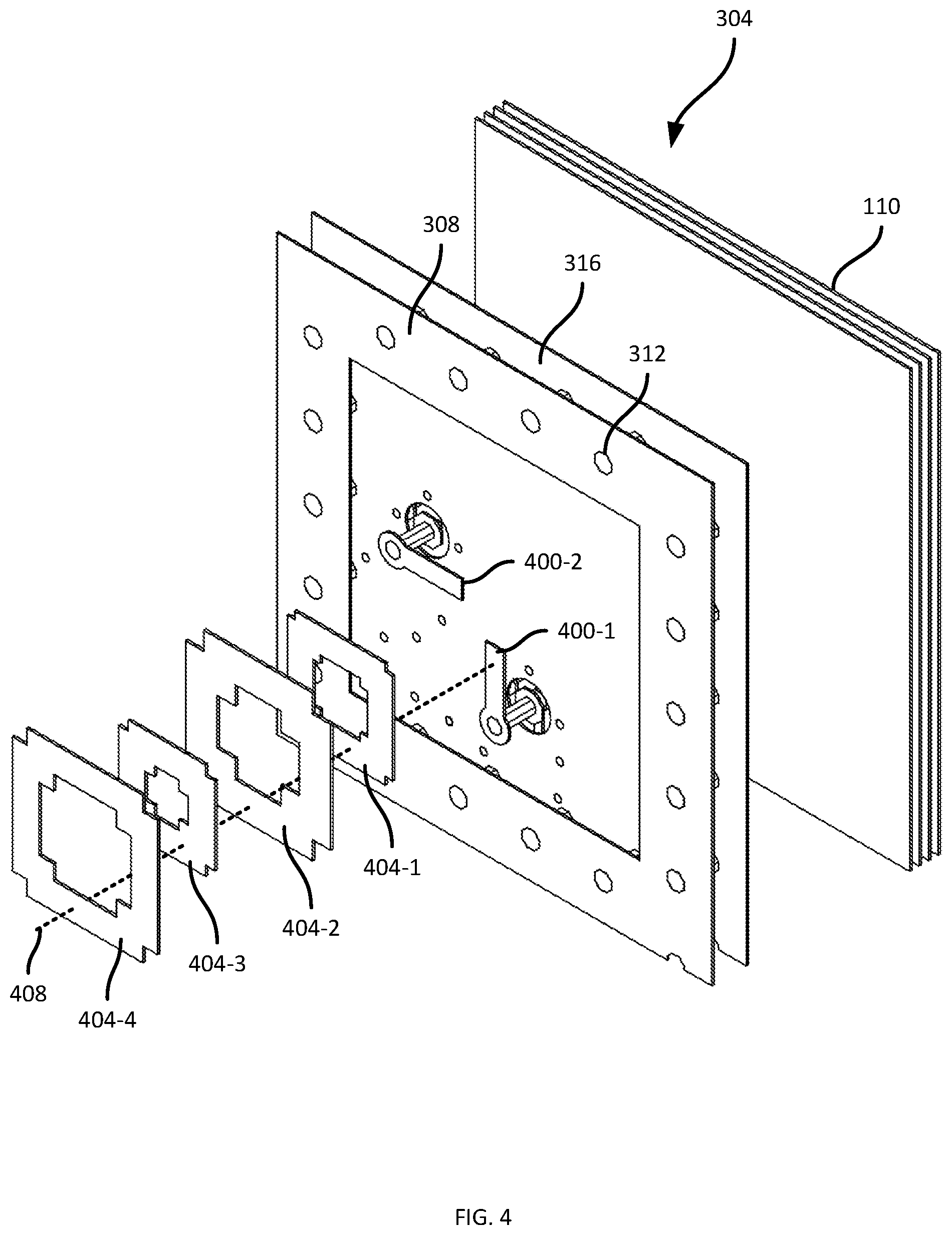 Patent US12562499 Figure 4 – Dual-band phased array antenna assembly