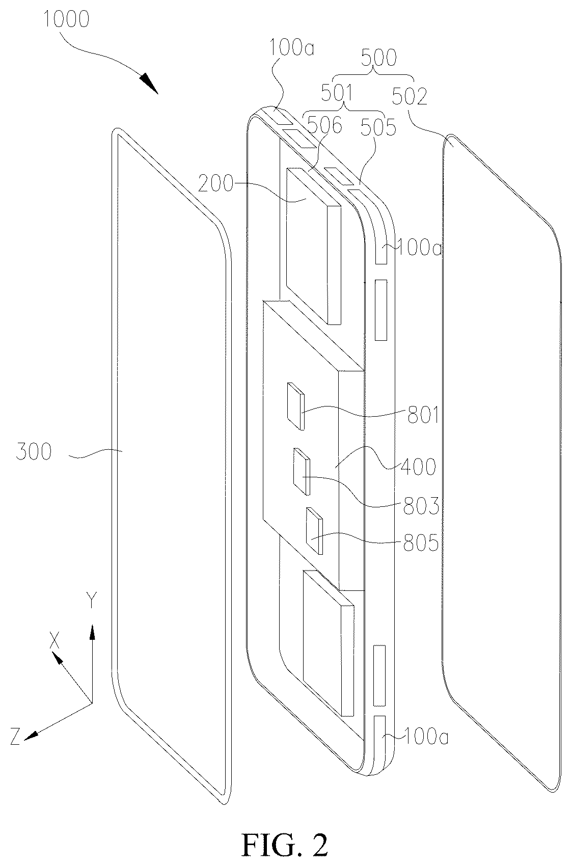 Patent US12562504 Figure 2 – Antenna system and electronic device