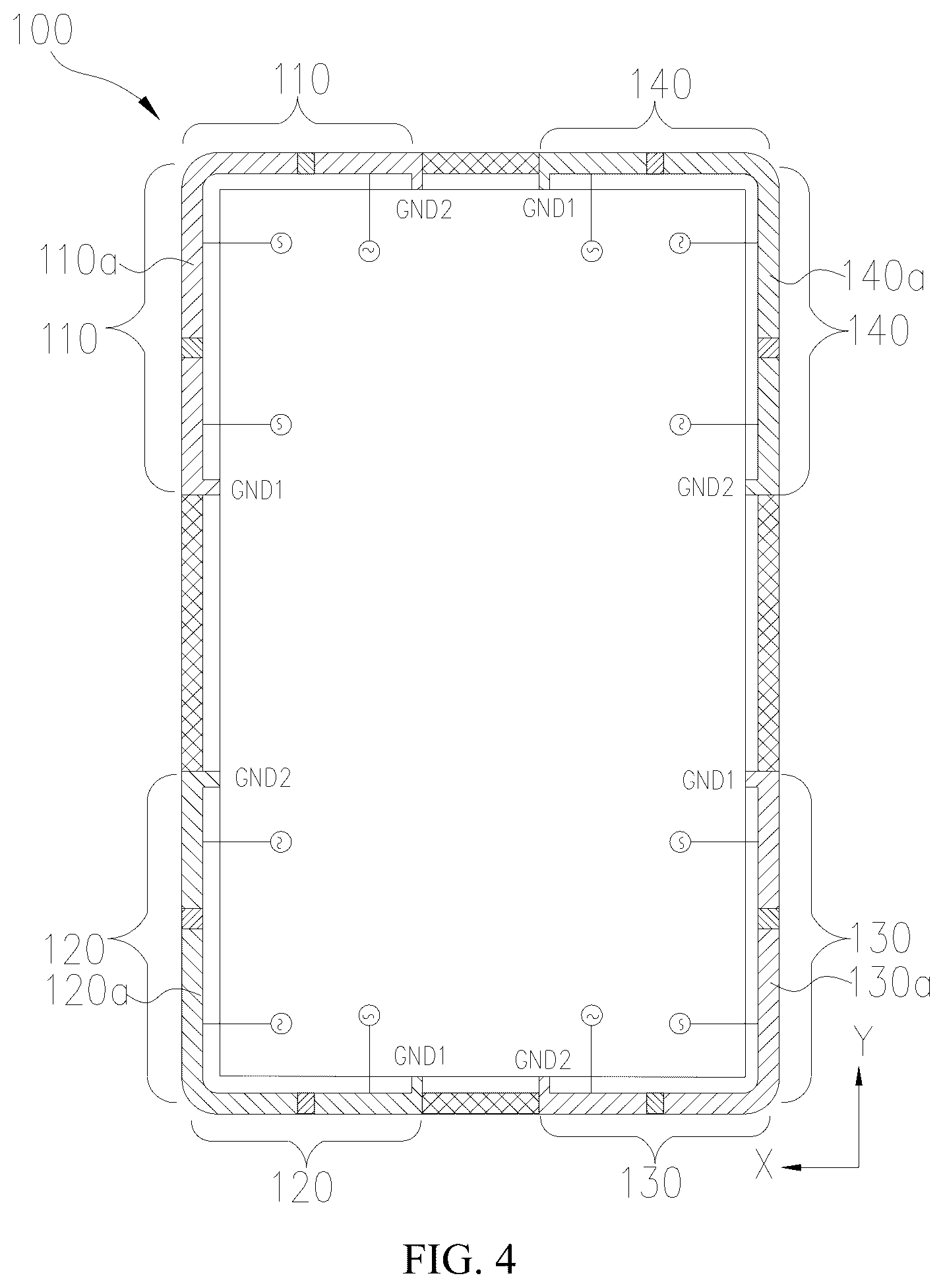 Patent US12562504 Figure 4 – Antenna system and electronic device