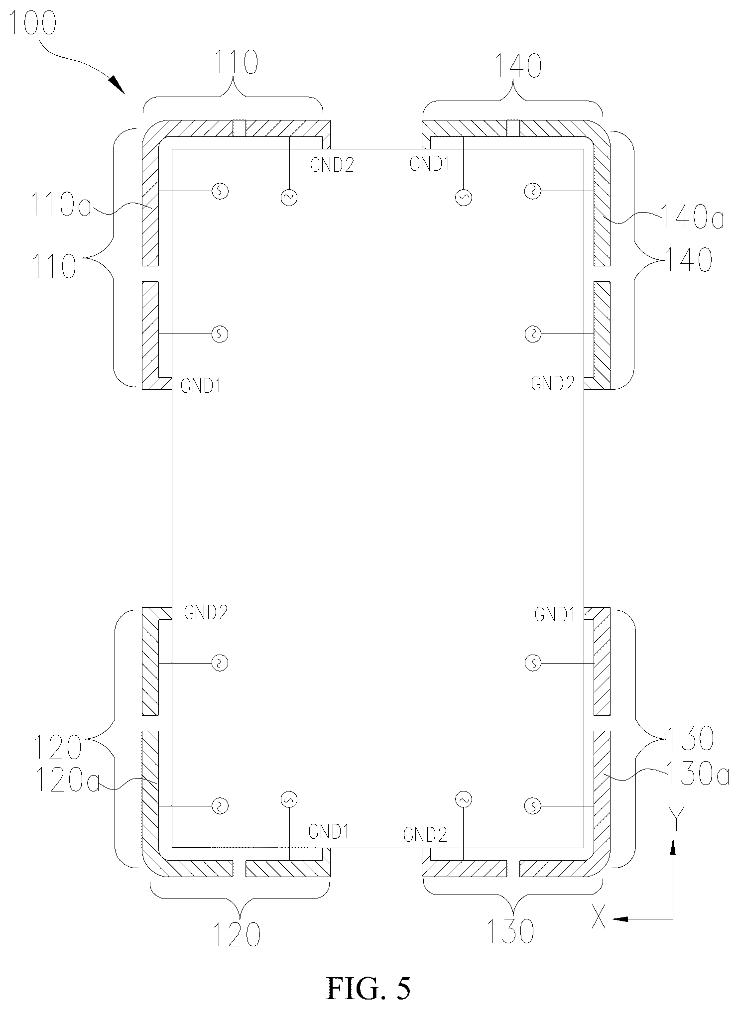 Patent US12562504 Figure 5 – Antenna system and electronic device