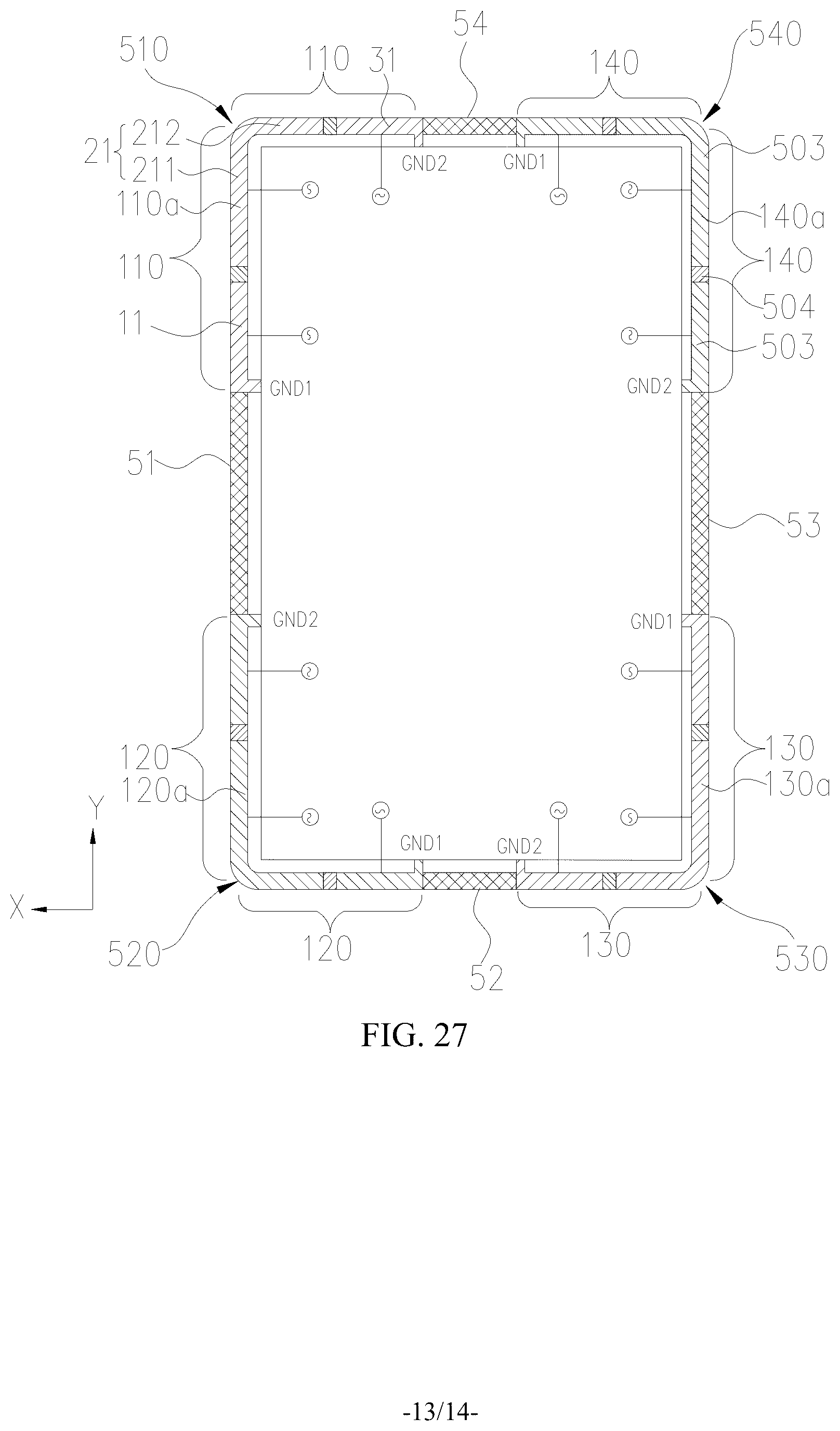 Patent US12562504 Figure 13 – Antenna system and electronic device
