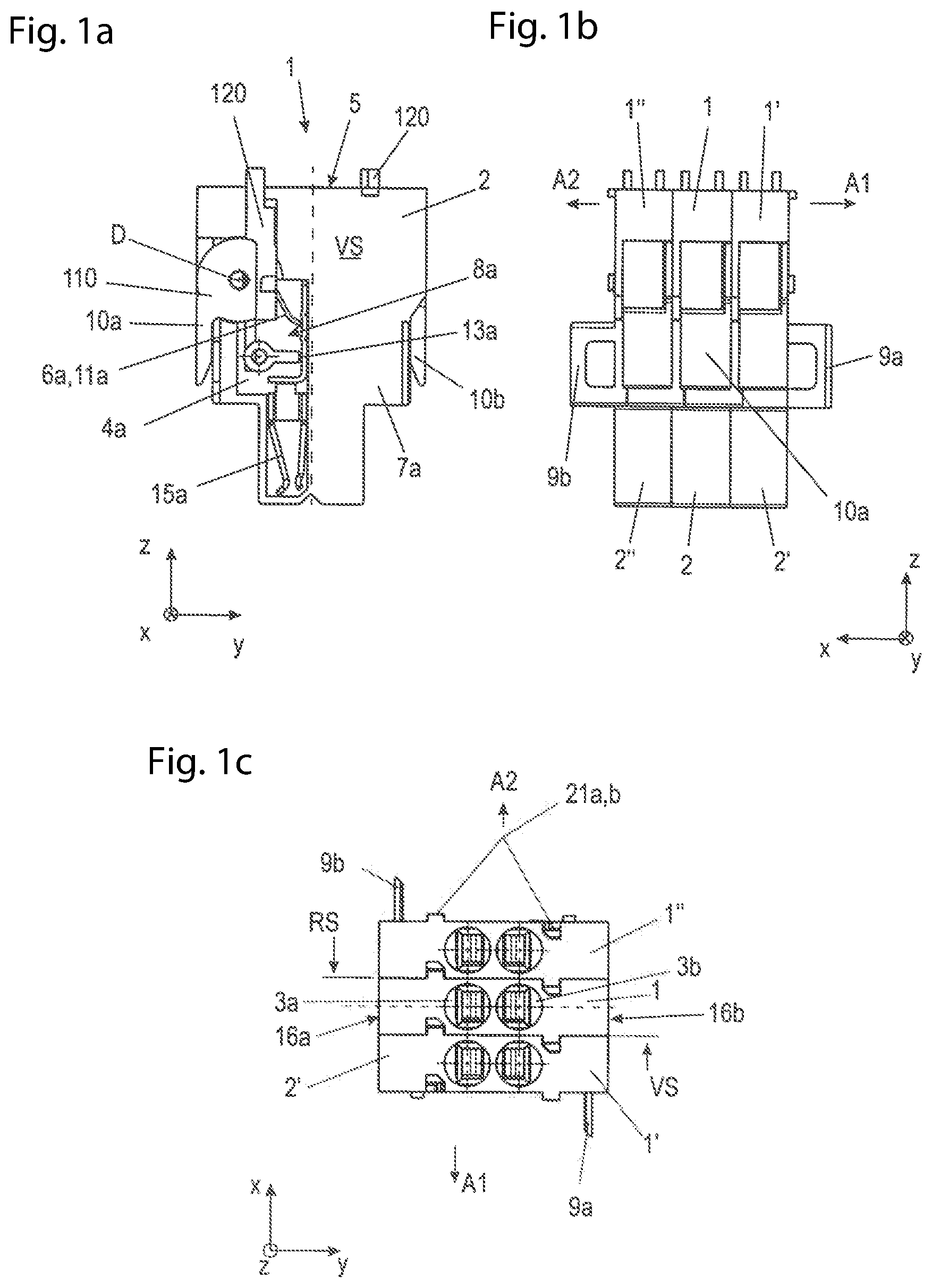 Patent US12562517 Figure 1 – Plug-in terminal, plug connector and row of plug connectors