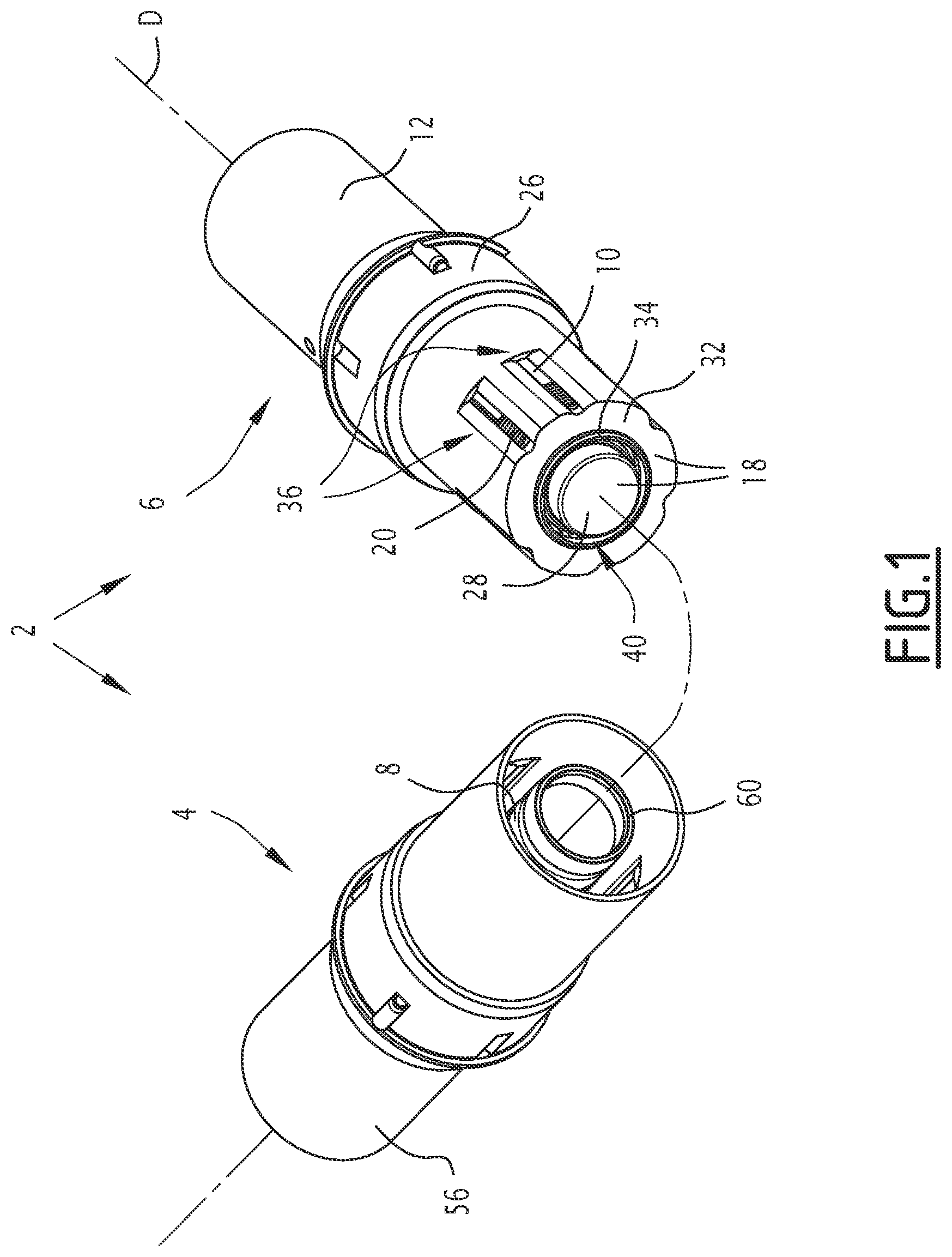 Patent US12562522 Figure 1 – Electrical connector comprising a user protective system