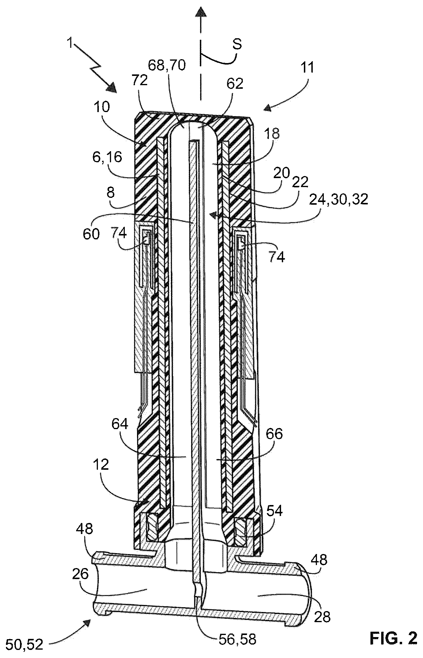 Patent US12562526 Figure 2 – Contact pin with a cooling channel system and electrical plug with such a contact pin