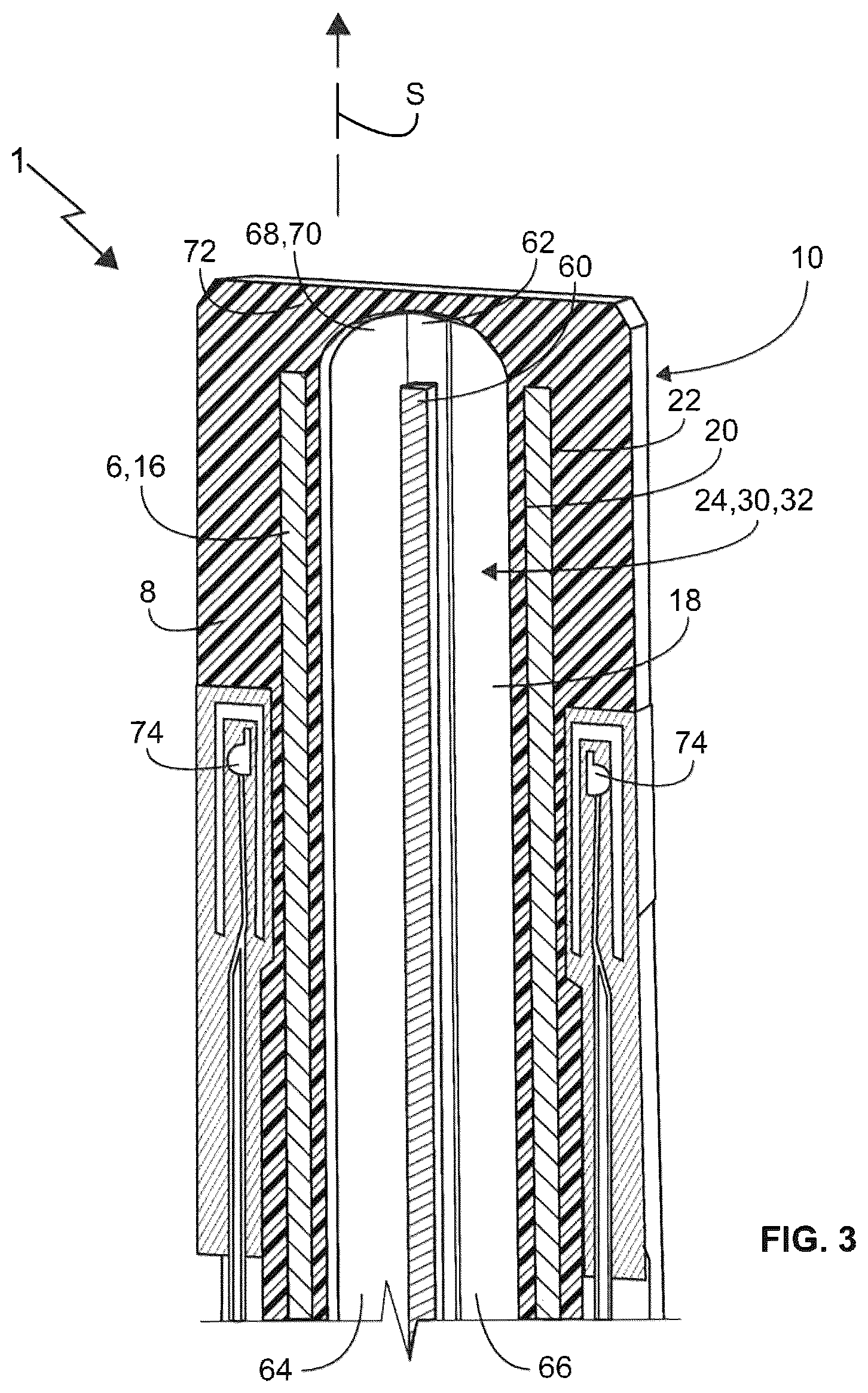Patent US12562526 Figure 3 – Contact pin with a cooling channel system and electrical plug with such a contact pin