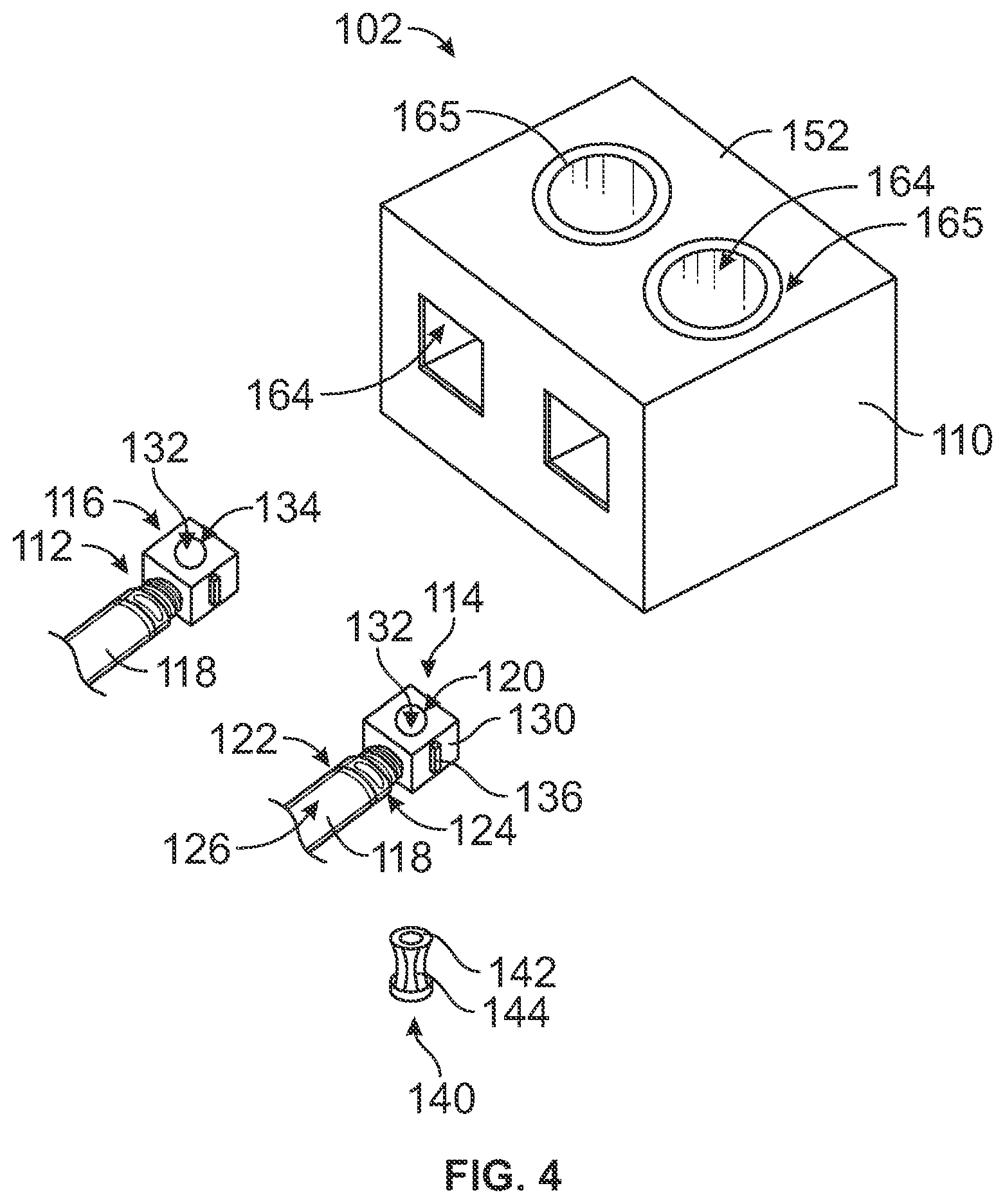 Patent US12562527 Figure 4 – Socket connector for a connector system having a latch for latching to a pin coupled to the socket connector