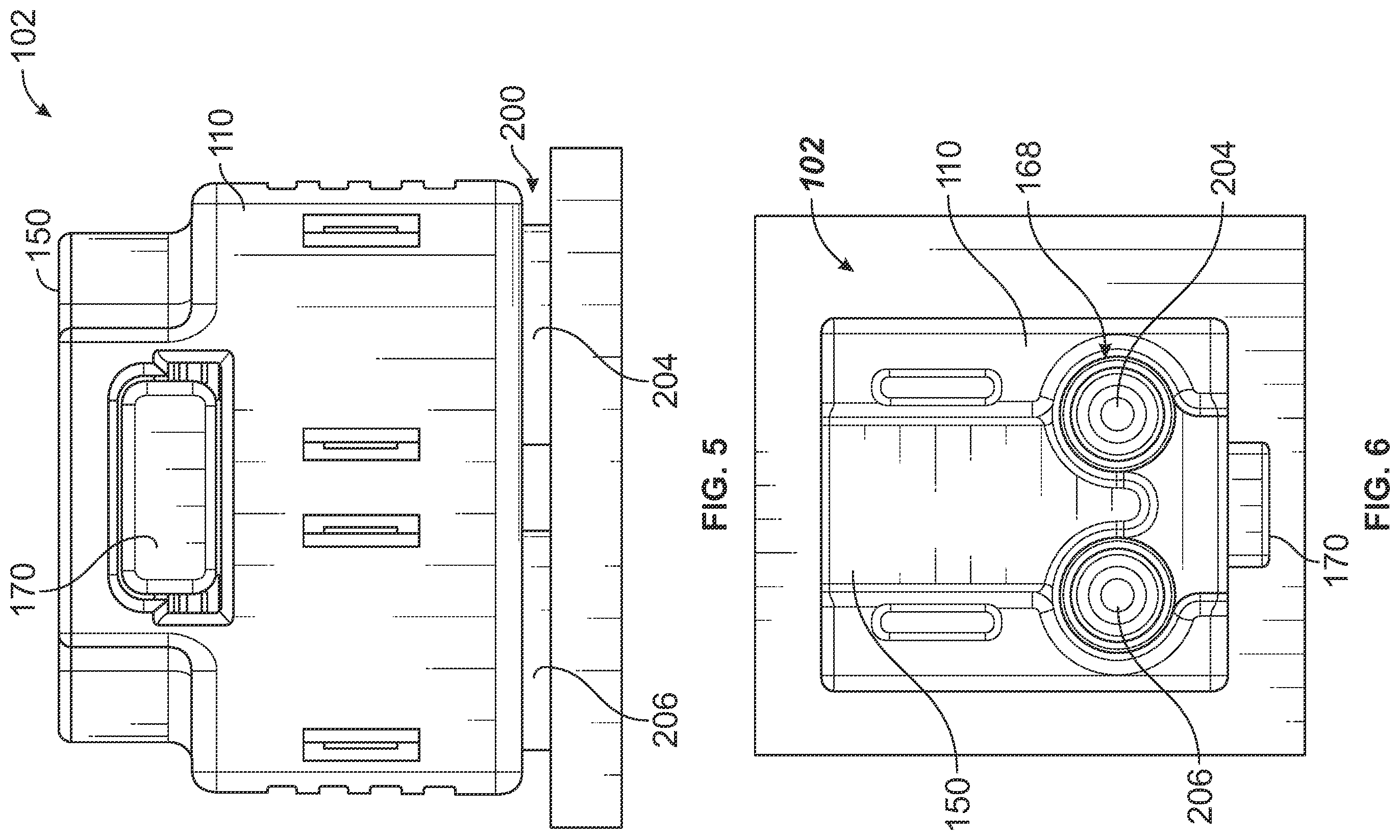 Patent US12562527 Figure 5 – Socket connector for a connector system having a latch for latching to a pin coupled to the socket connector