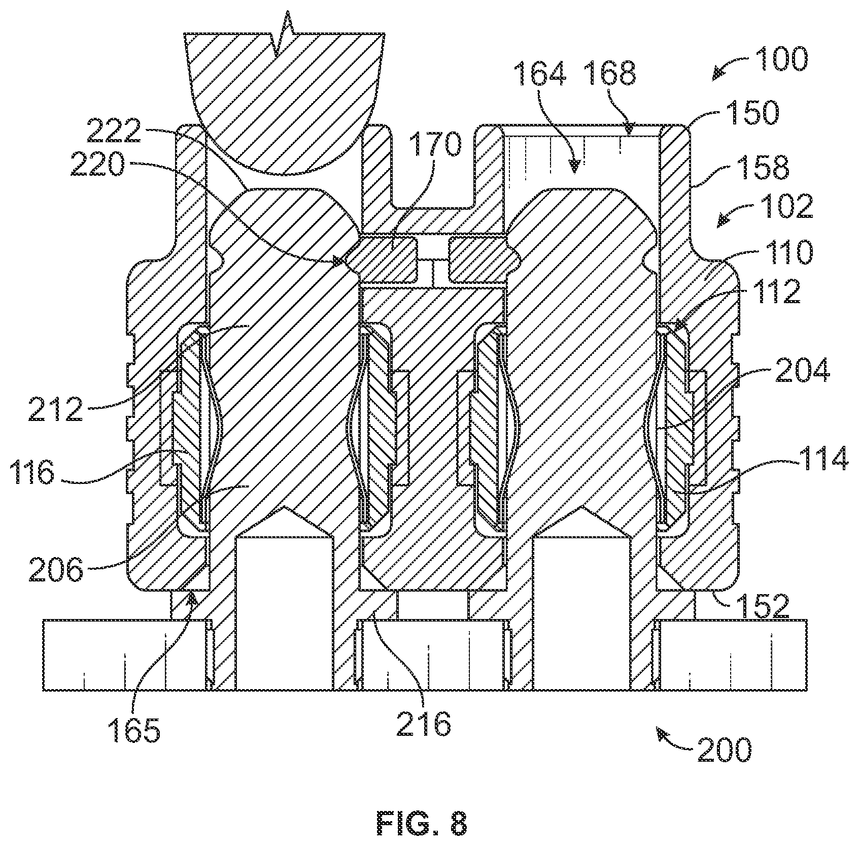 Patent US12562527 Figure 7 – Socket connector for a connector system having a latch for latching to a pin coupled to the socket connector