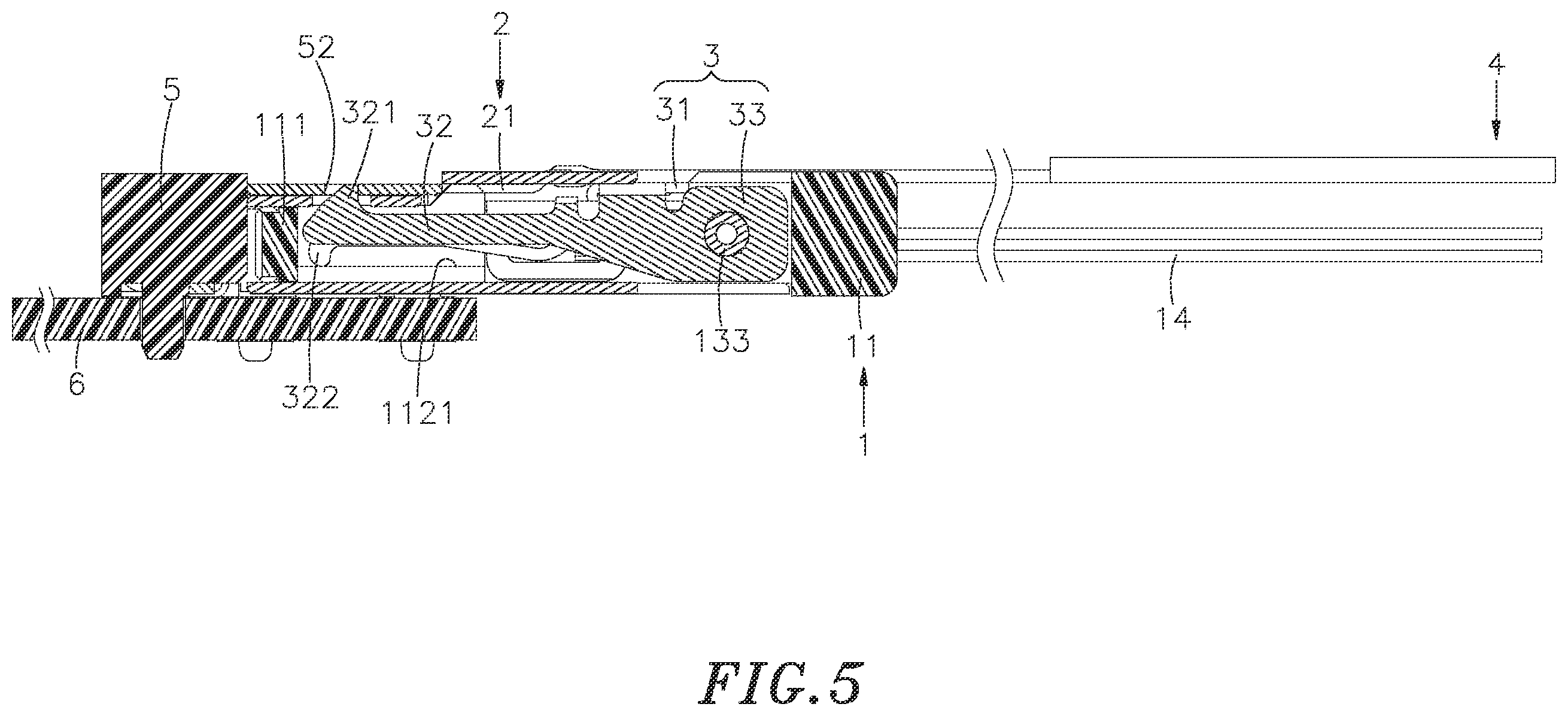 Patent US12562530 Figure 5 – Electrical plug connector snap release structure and the matching electrical socket connector