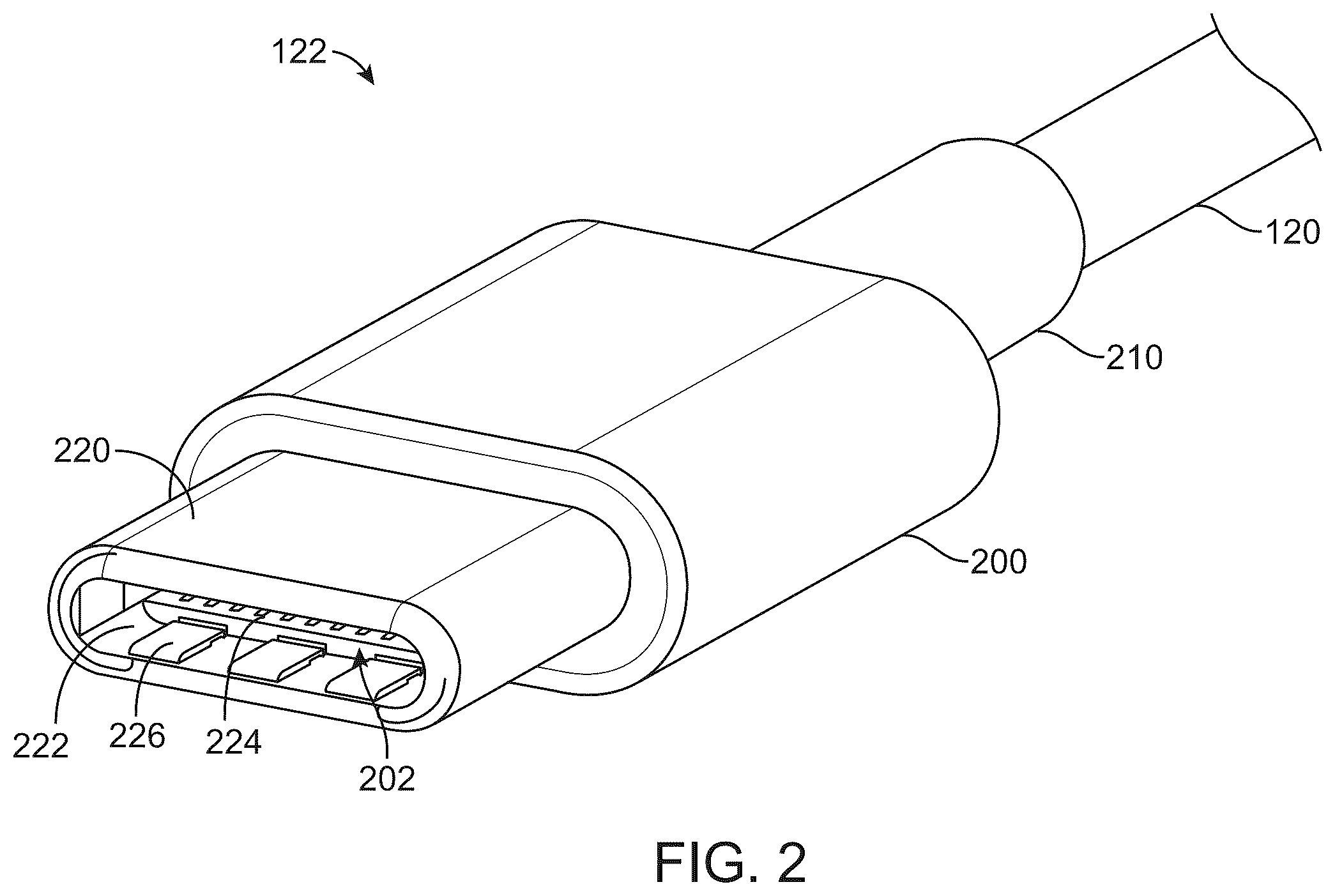 Patent US12562531 Figure 2 – EMI shield for simplified connector manufacturing