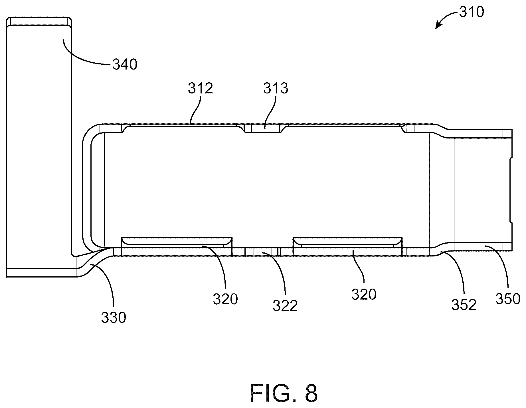 Patent US12562531 Figure 8 – EMI shield for simplified connector manufacturing