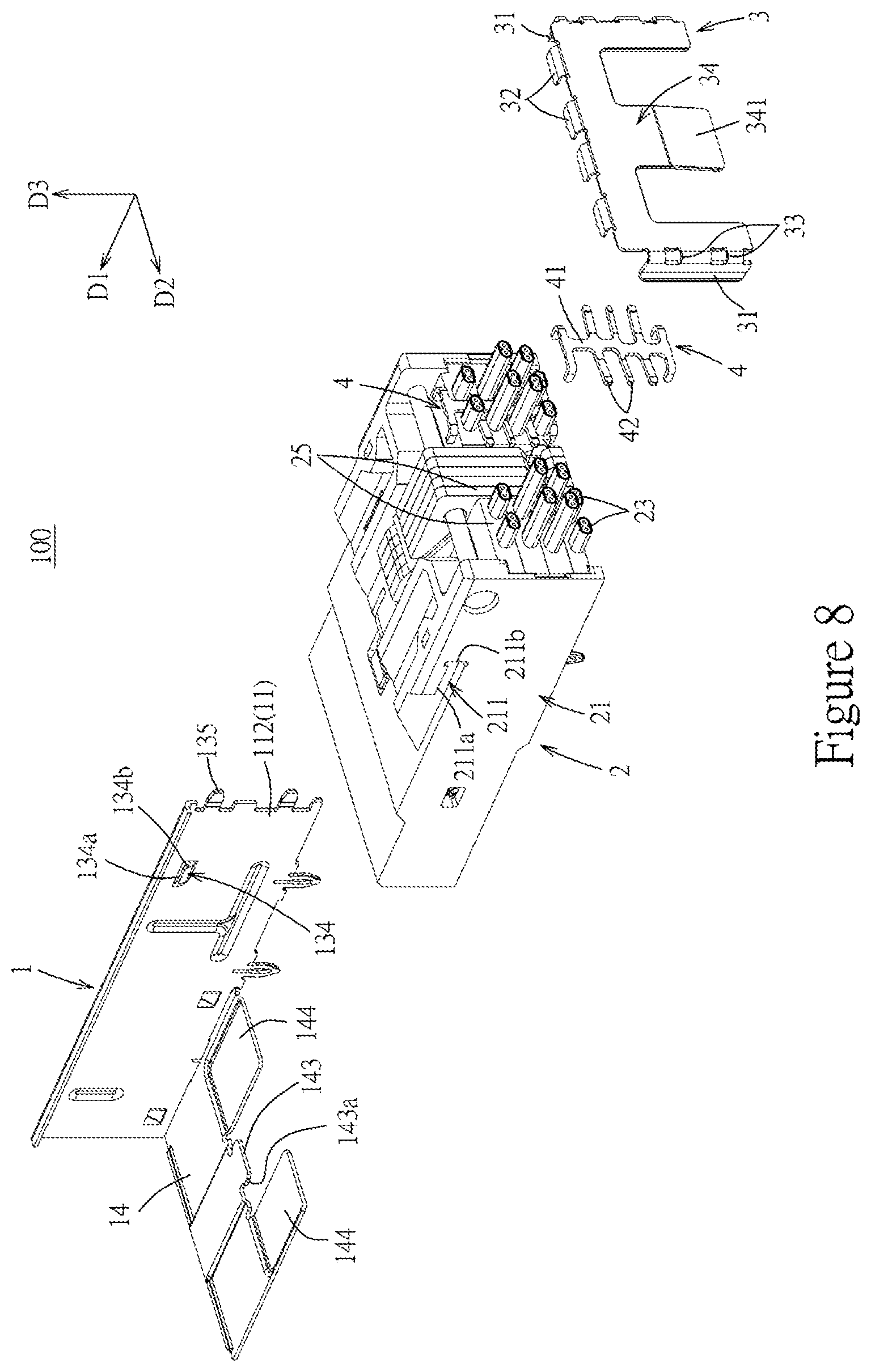 Patent US12562532 Figure 8 – Connector assembly