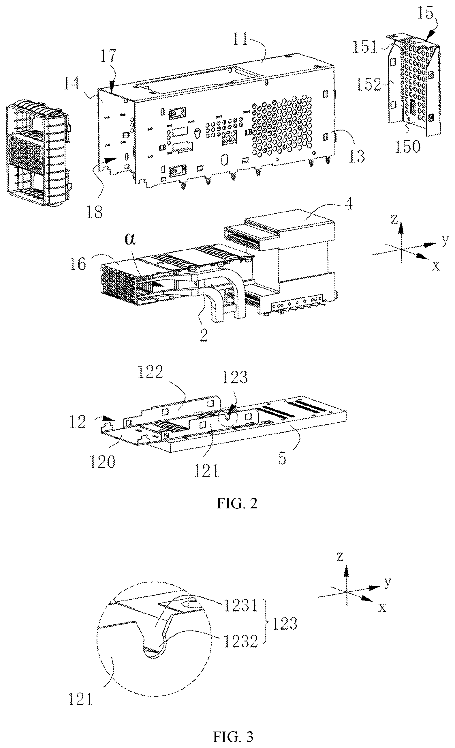 Patent US12562533 Figure 2 – Protective cage assembly, receptacle connector and connector assembly with improved light guide pipe