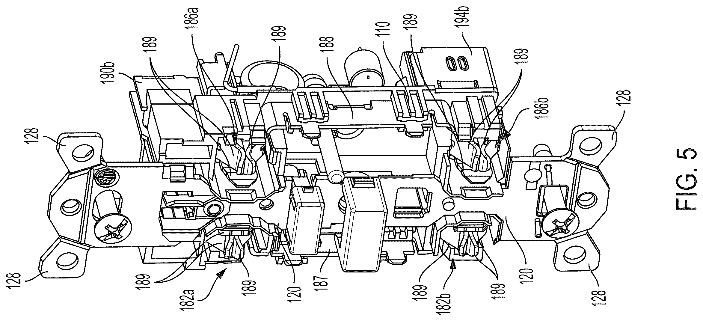 Patent US12562536 Figure 5 – Ground fault circuit interrupters and connectors for use with same