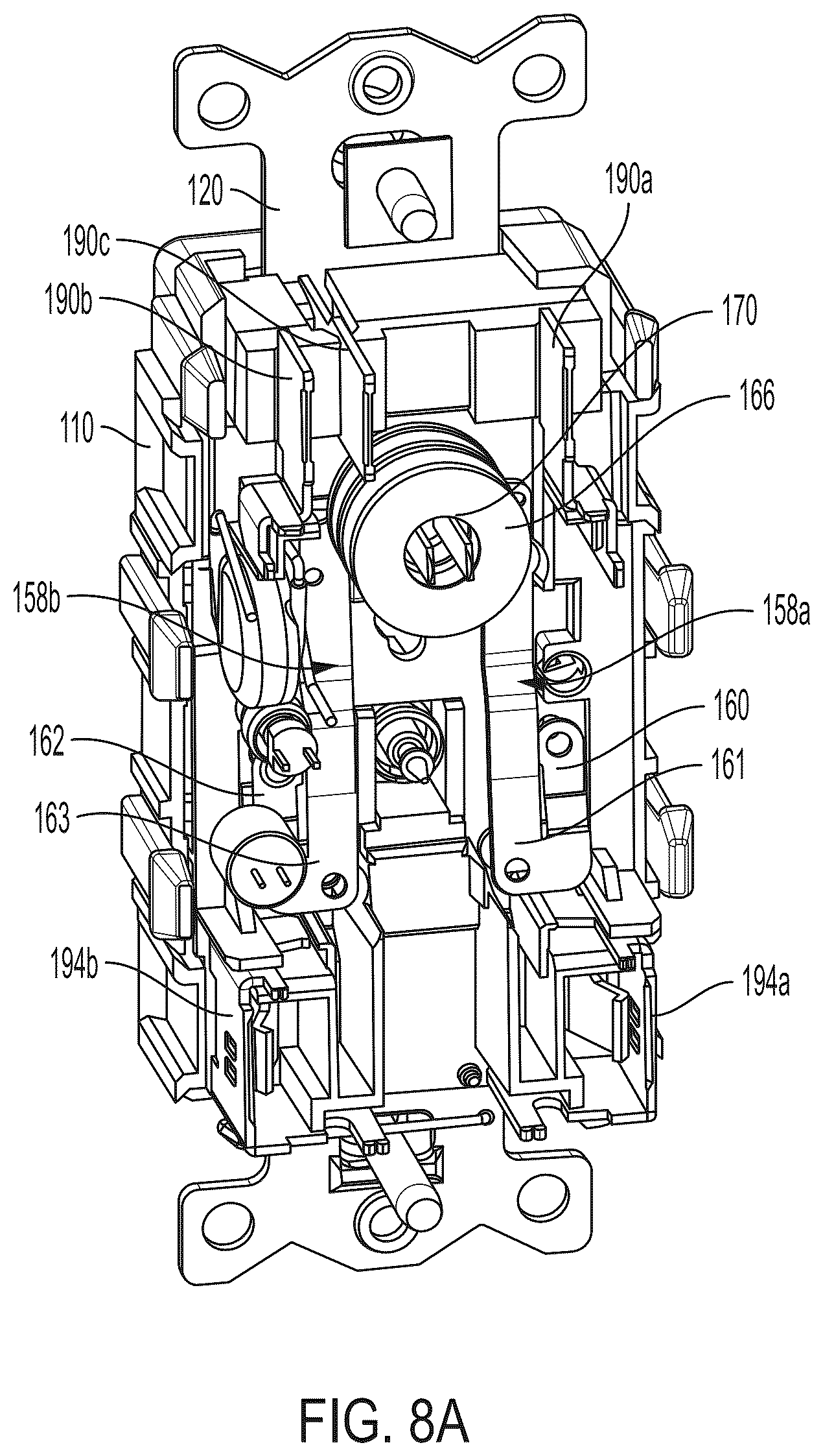 Patent US12562536 Figure 8 – Ground fault circuit interrupters and connectors for use with same