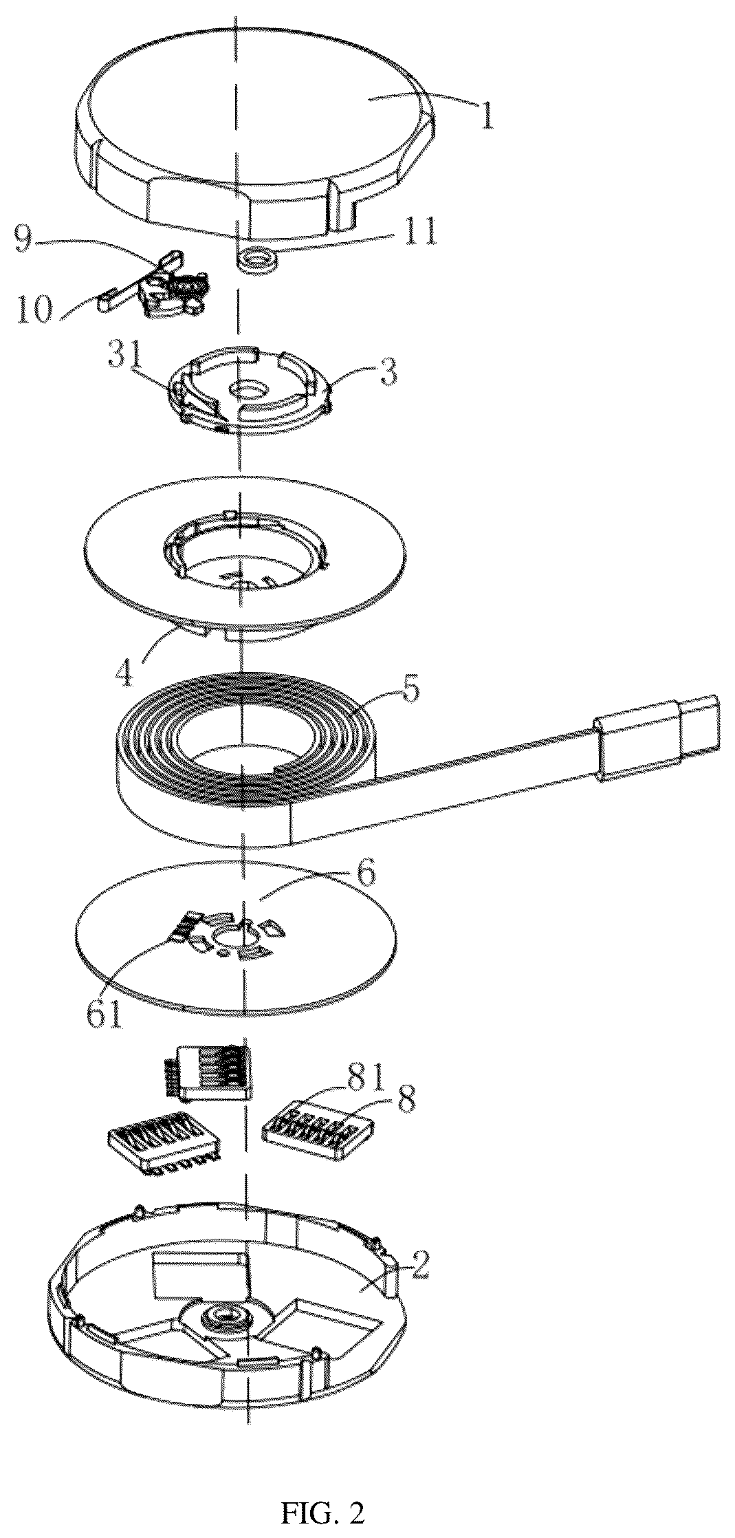 Patent US12562537 Figure 2 – Retractable data cable module and system