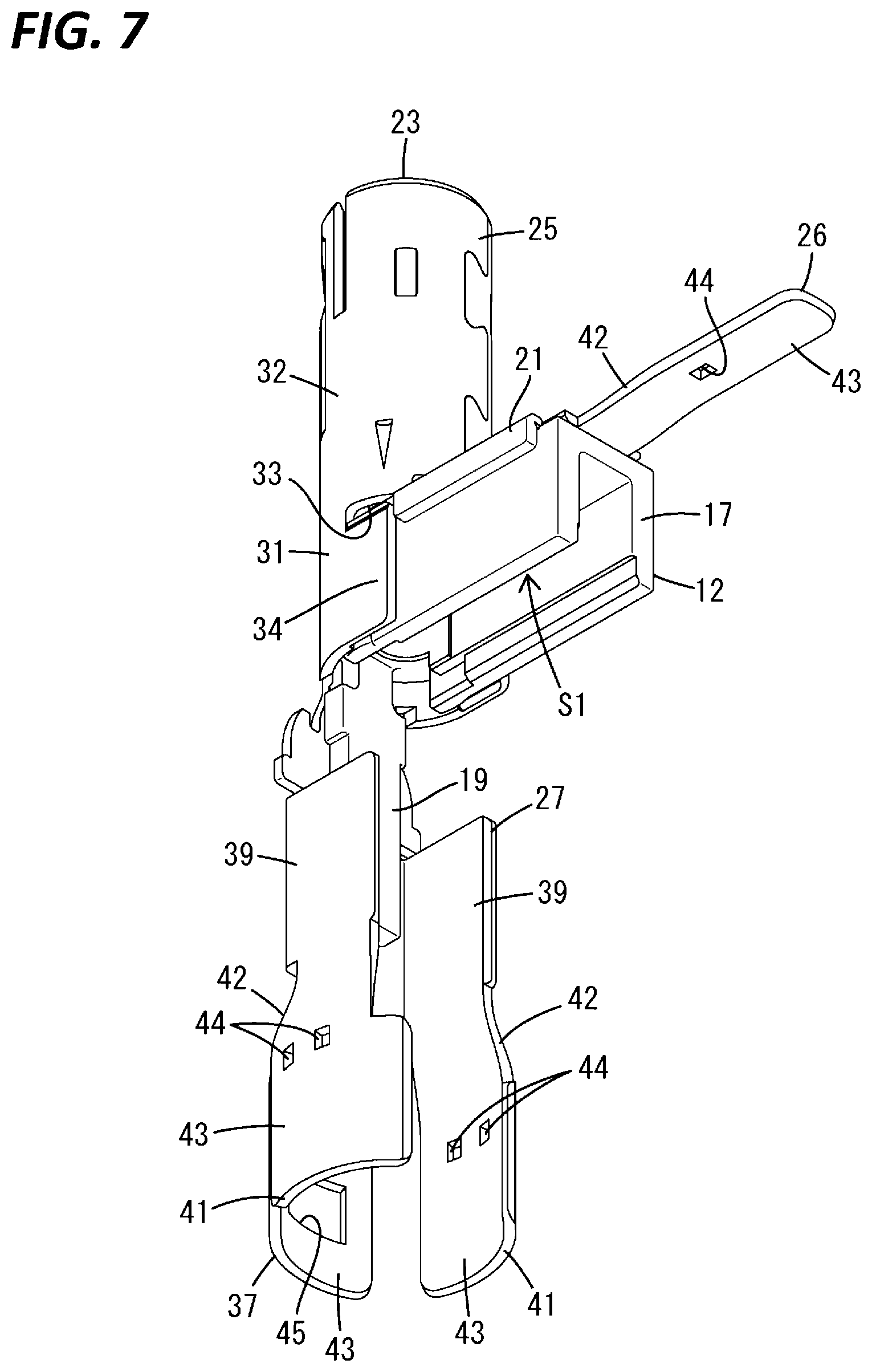 Patent US12562538 Figure 7 – Shielded terminal