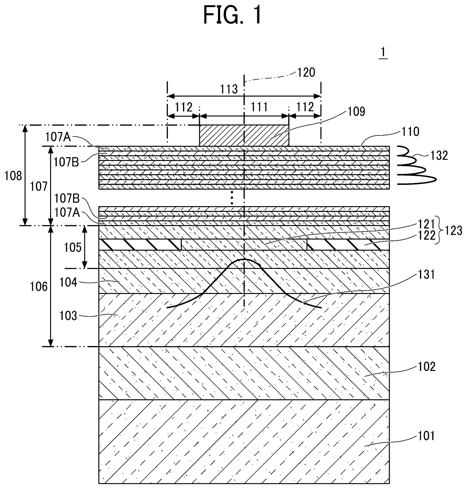 Patent US12562549 Figure 1 – Light emitting element, light source device, display device, head-mounted display, and biological information acquisition apparatus