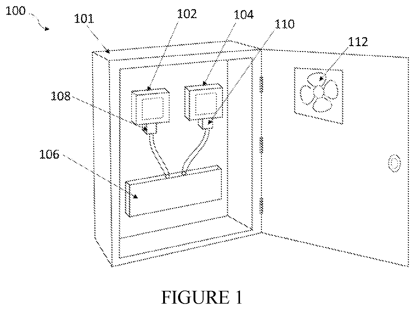 Patent US12562554 Figure 1 – Parallel transformer temperature measurement and fault detection system and method for DDC enclosures