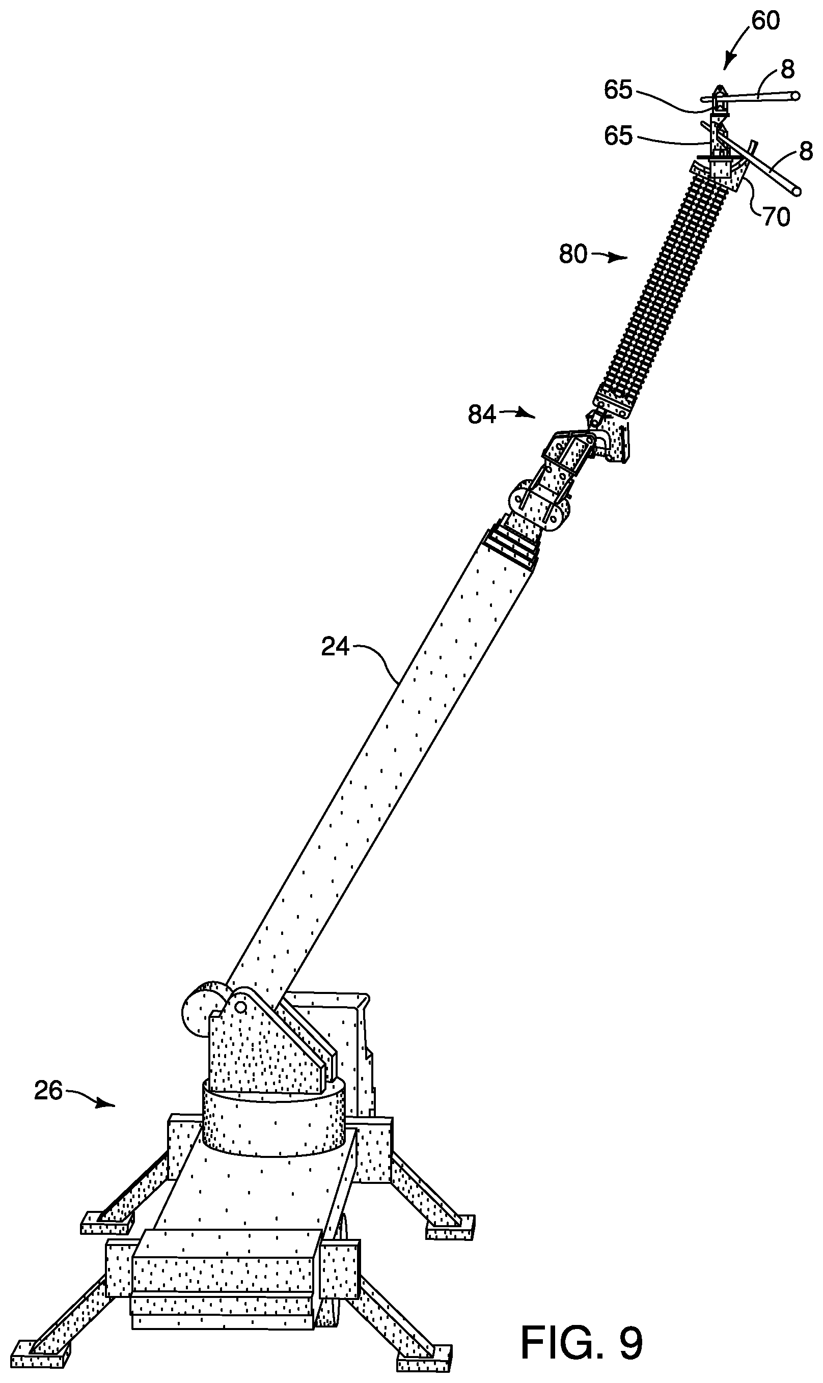 Patent US12562555 Figure 8 – Apparatus, system and method for lifting and manipulating conductors
