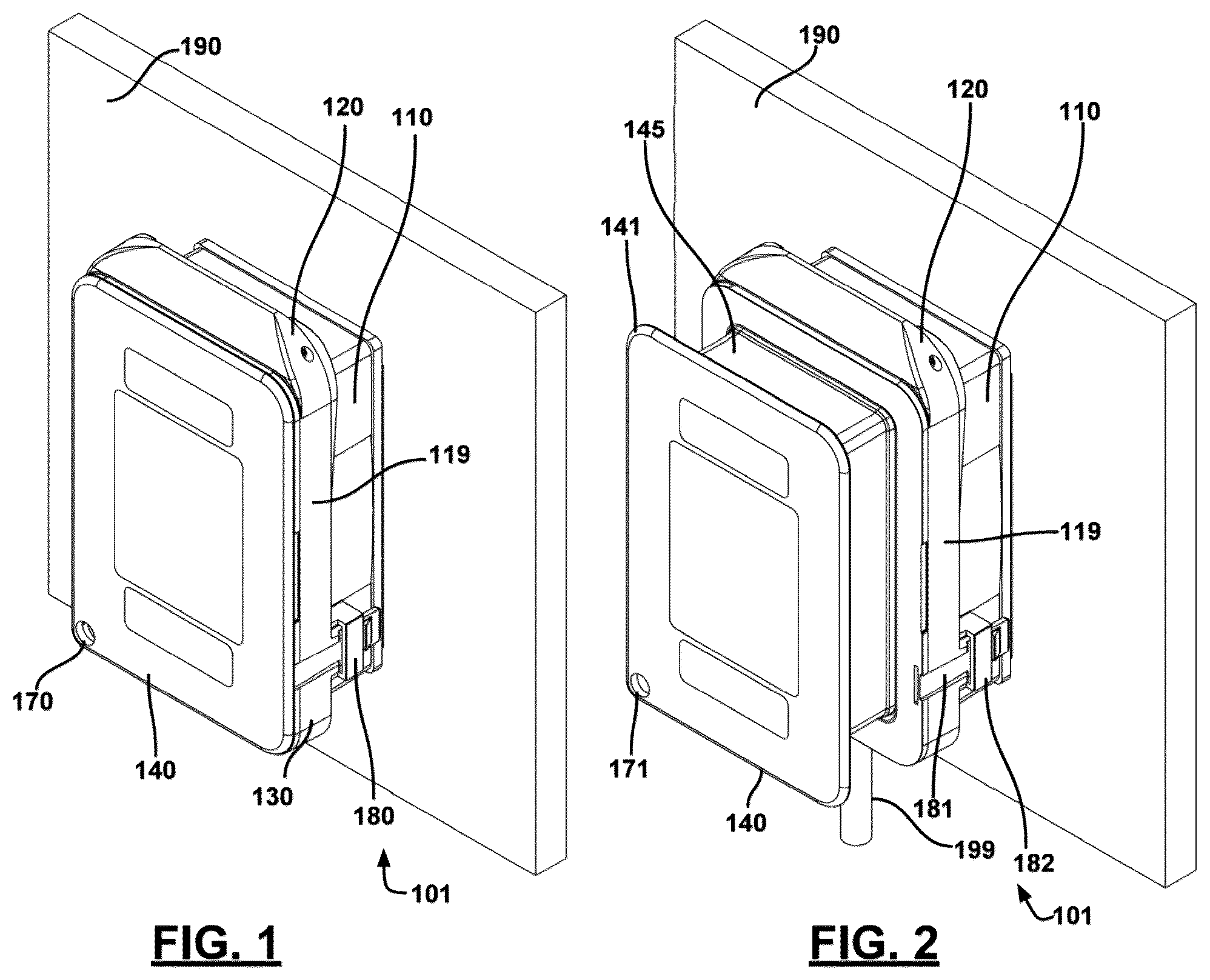 Patent US12562556 Figure 1 – Configurable electrical outlet cover enclosure