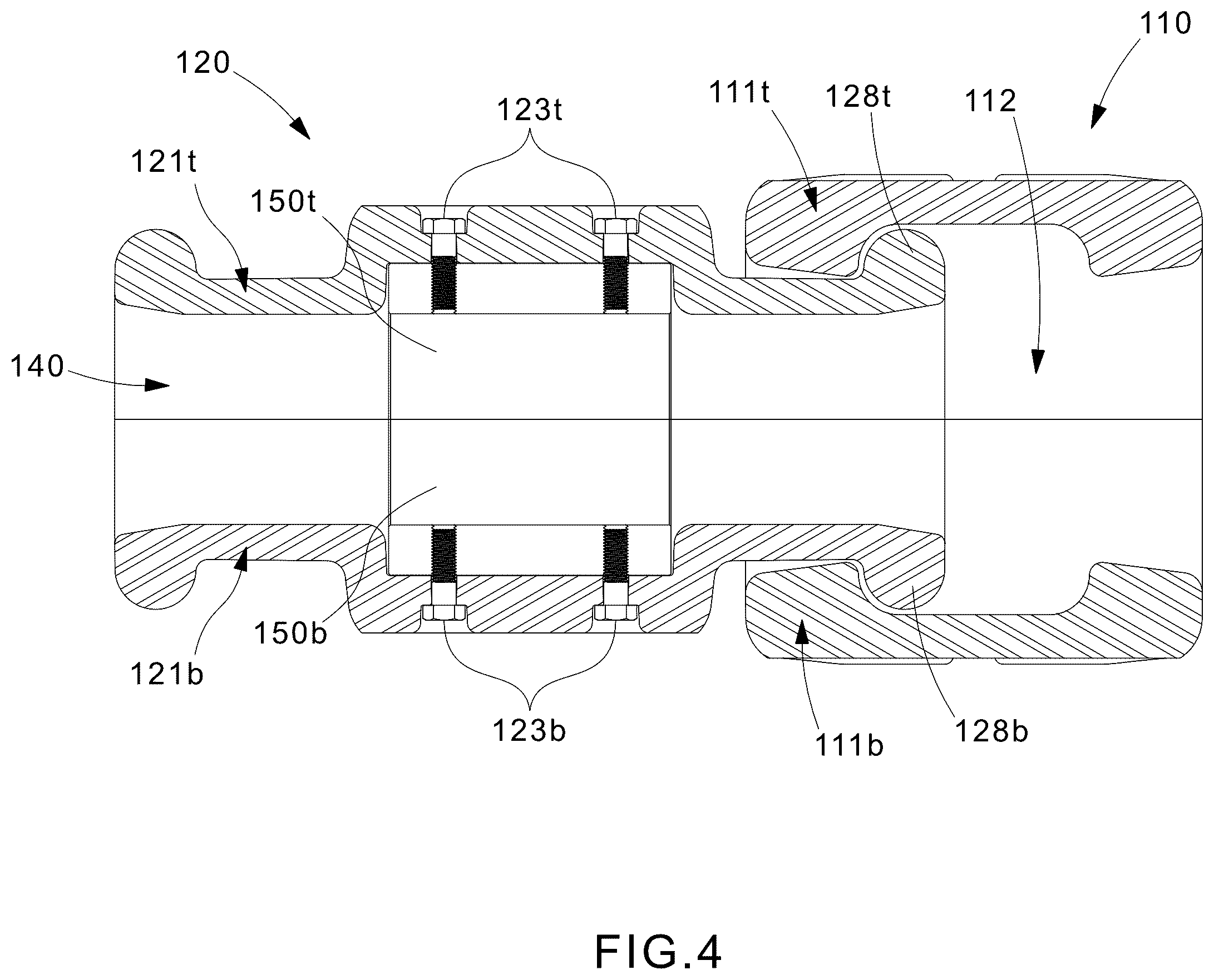 Patent US12562558 Figure 4 – Segmented bend restrictor system with full disassembly capability