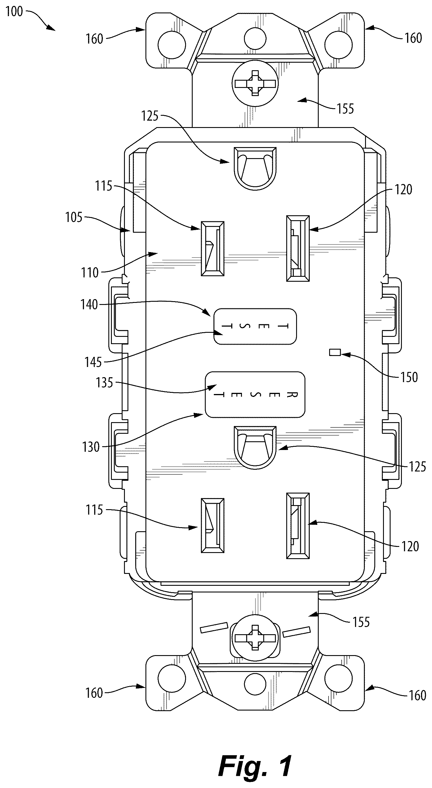 Patent US12562563 Figure 1 – Ground fault circuit interrupter with integrated controller