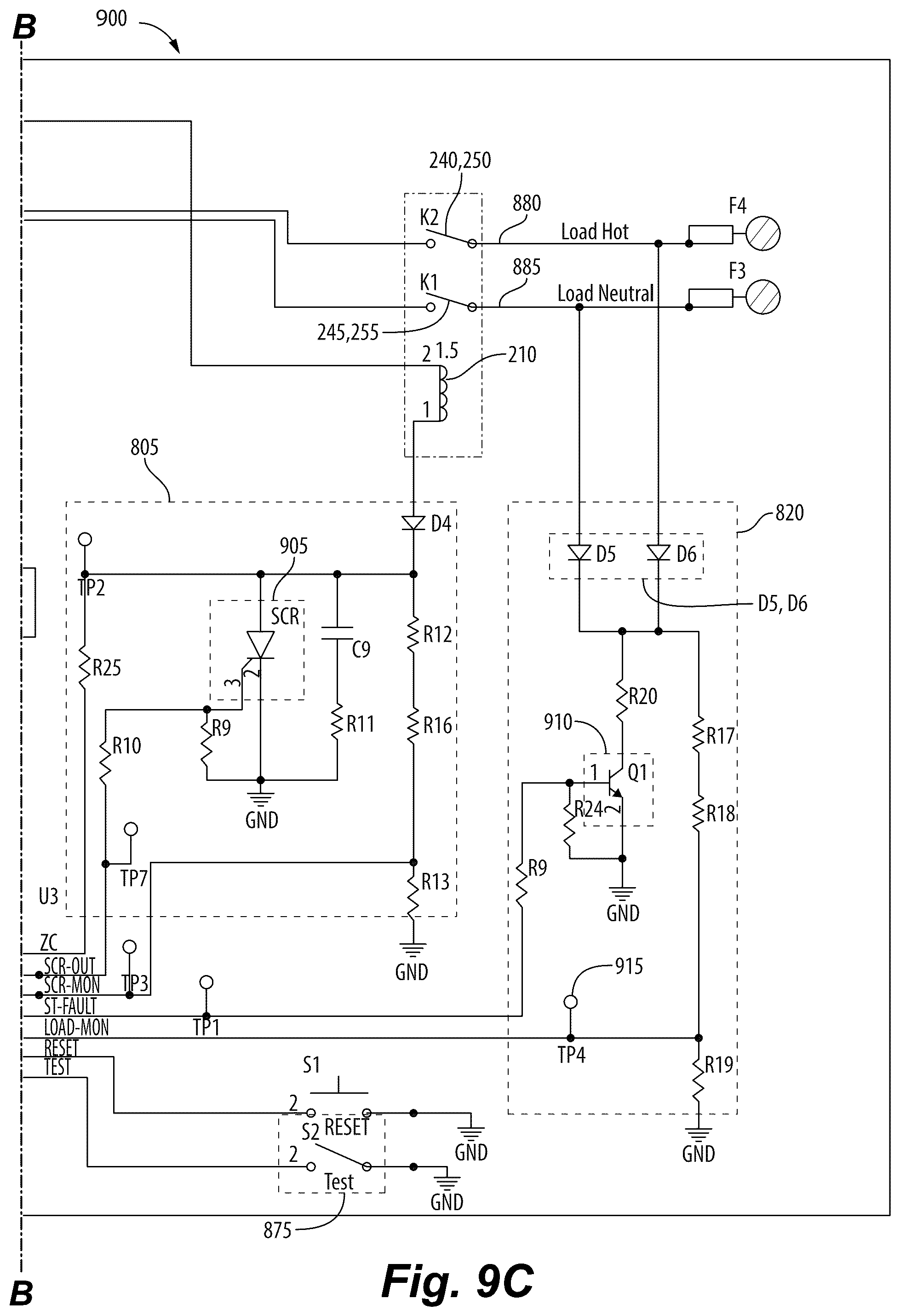 Patent US12562563 Figure 13 – Ground fault circuit interrupter with integrated controller