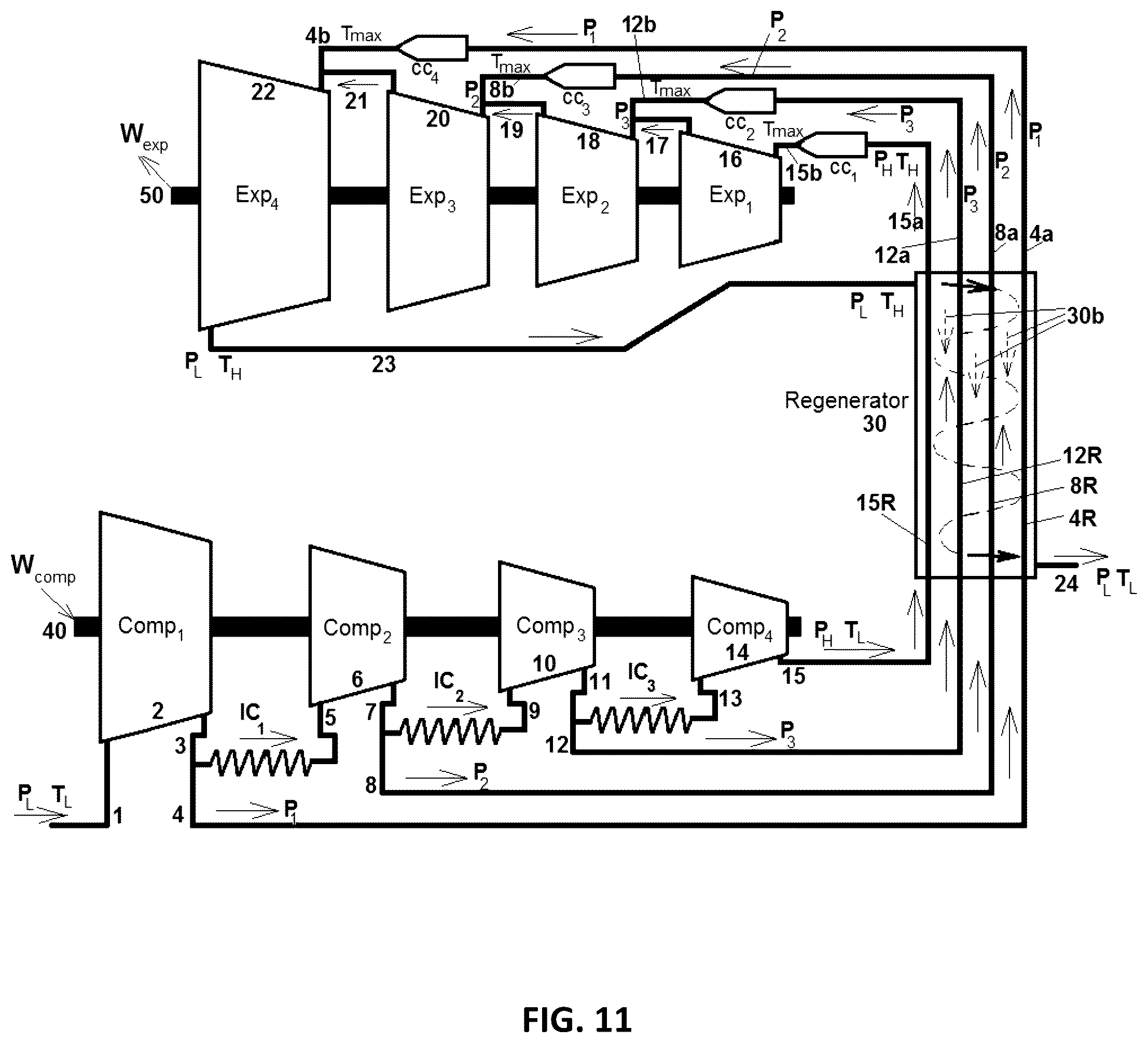 Patent US12562579 Figure 11 – Power generation system employing power amplifying thermo-mechanical inverter technology