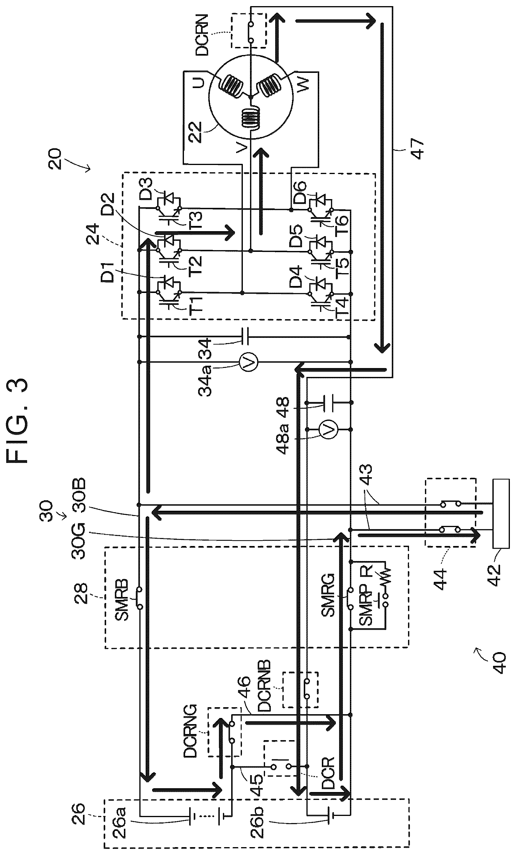 Patent US12562582 Figure 3 – Power supply device charging power storage device based on voltage comparison