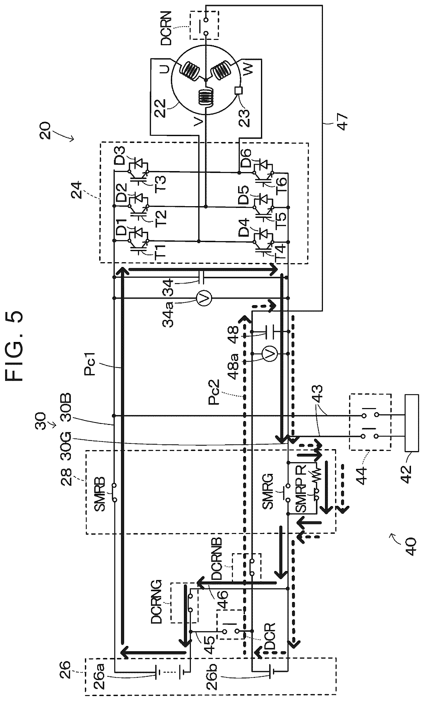 Patent US12562582 Figure 5 – Power supply device charging power storage device based on voltage comparison