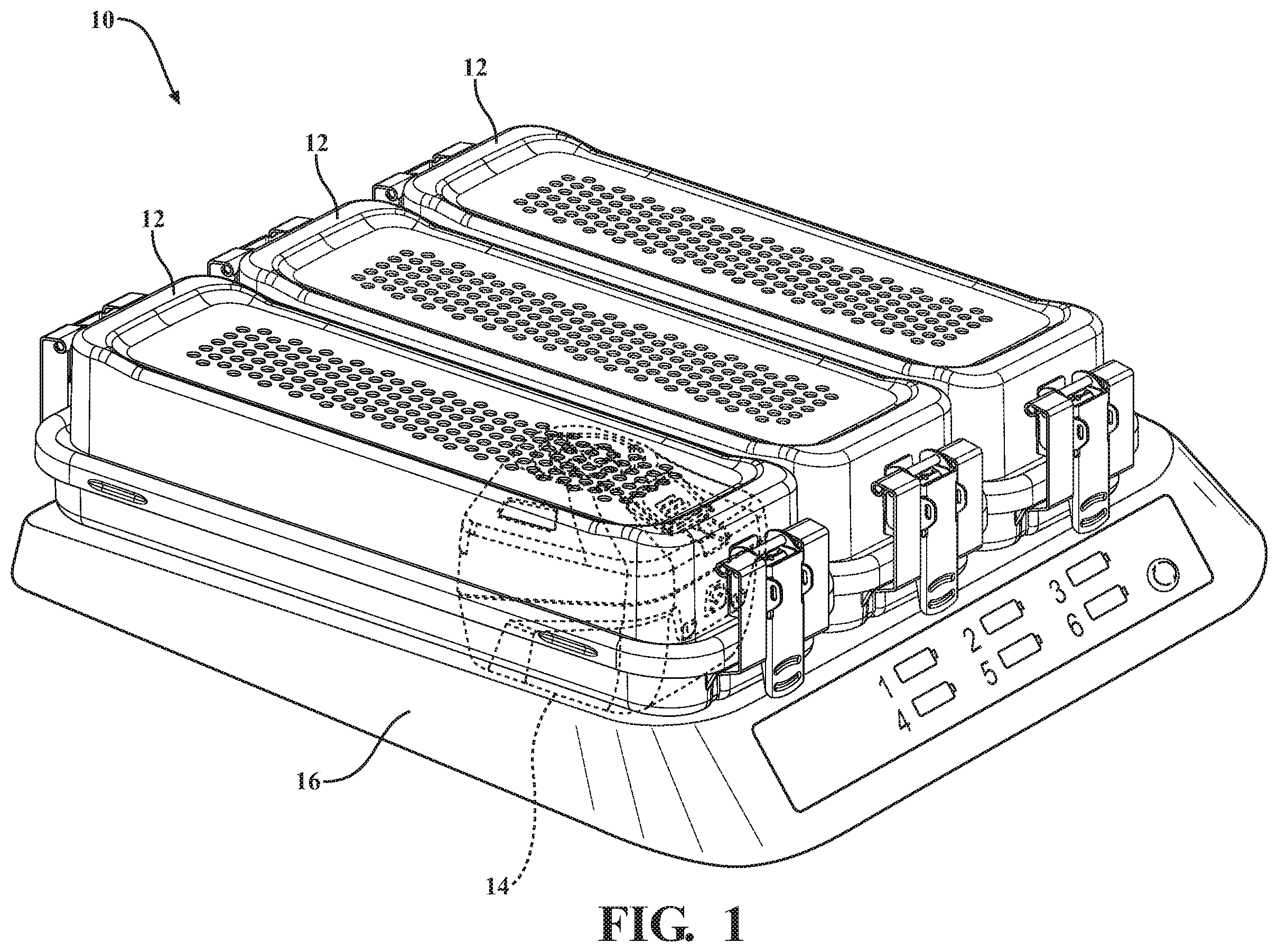 Patent US12562591 — Autoclavable container for sterilizing a wirelessly chargeable battery — Figure 1