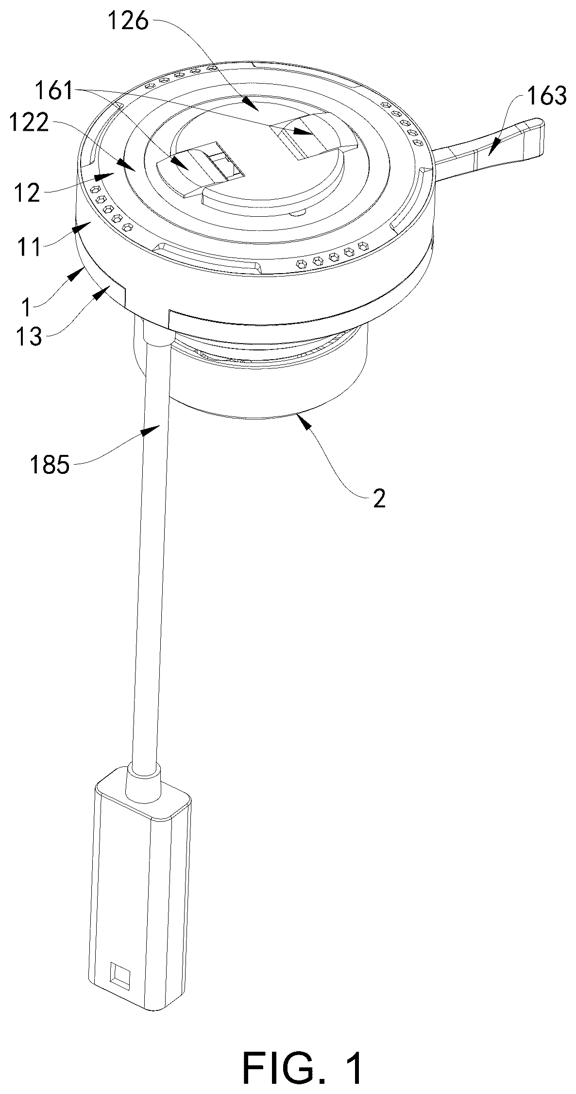 Patent US12562594 Figure 1 – Magnetic wireless charging quick-release mount