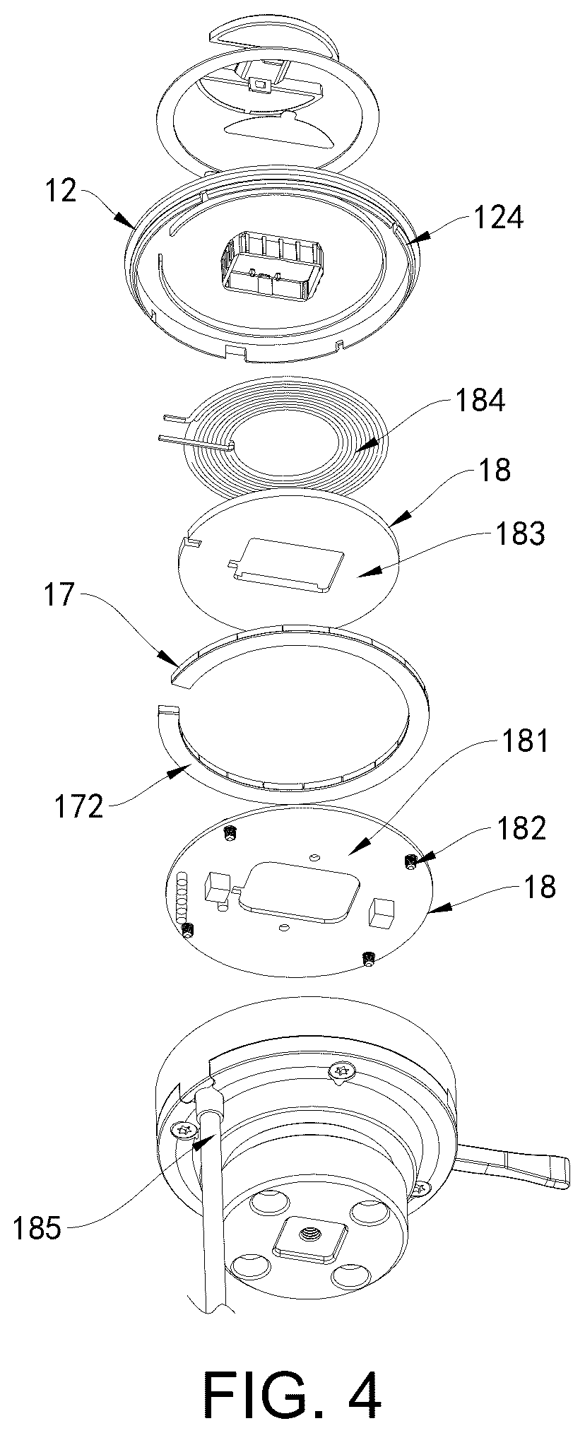 Patent US12562594 Figure 4 – Magnetic wireless charging quick-release mount