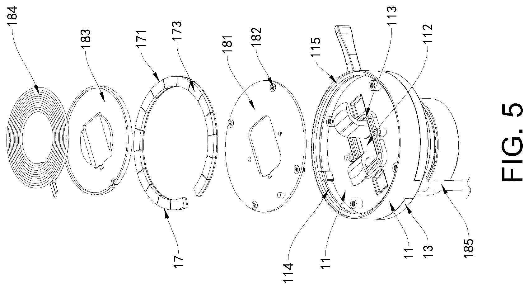 Patent US12562594 Figure 5 – Magnetic wireless charging quick-release mount