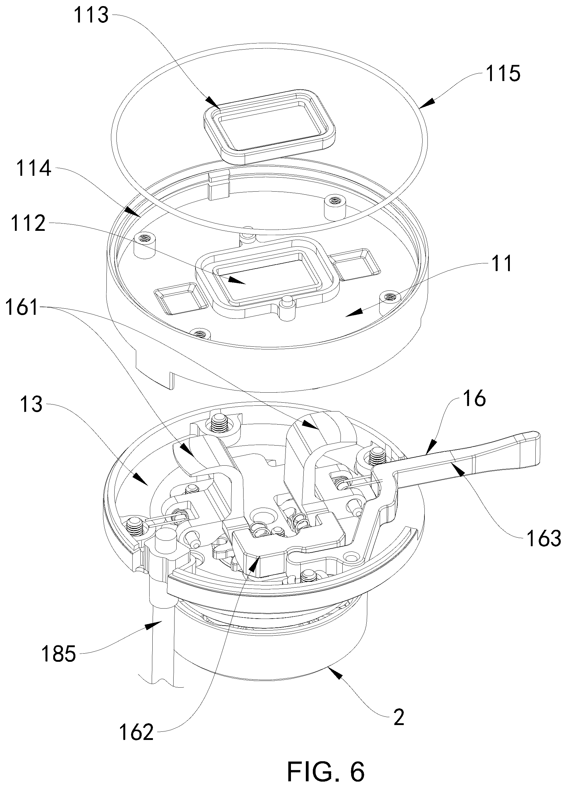 Patent US12562594 Figure 6 – Magnetic wireless charging quick-release mount