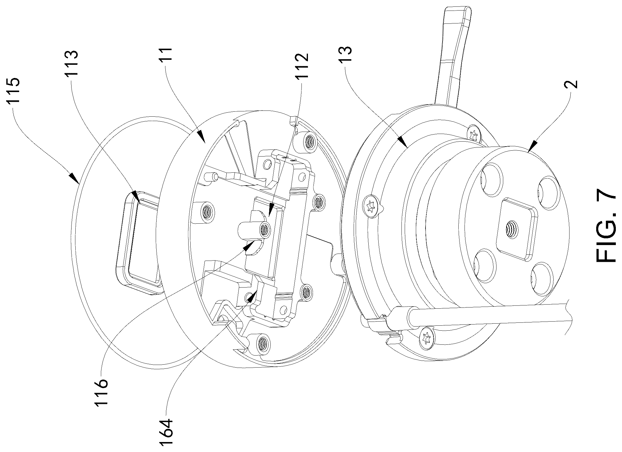 Patent US12562594 Figure 7 – Magnetic wireless charging quick-release mount