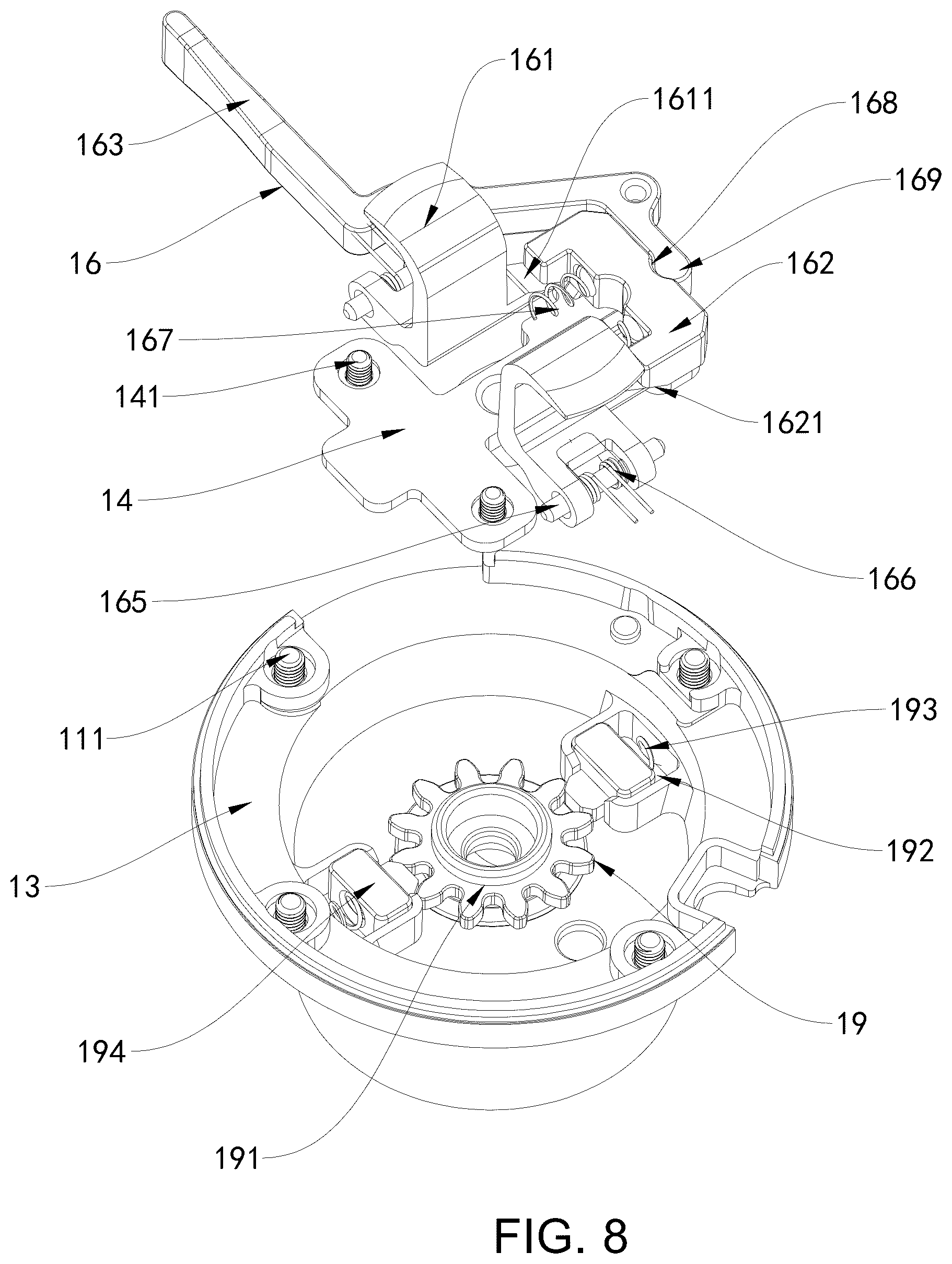 Patent US12562594 Figure 8 – Magnetic wireless charging quick-release mount
