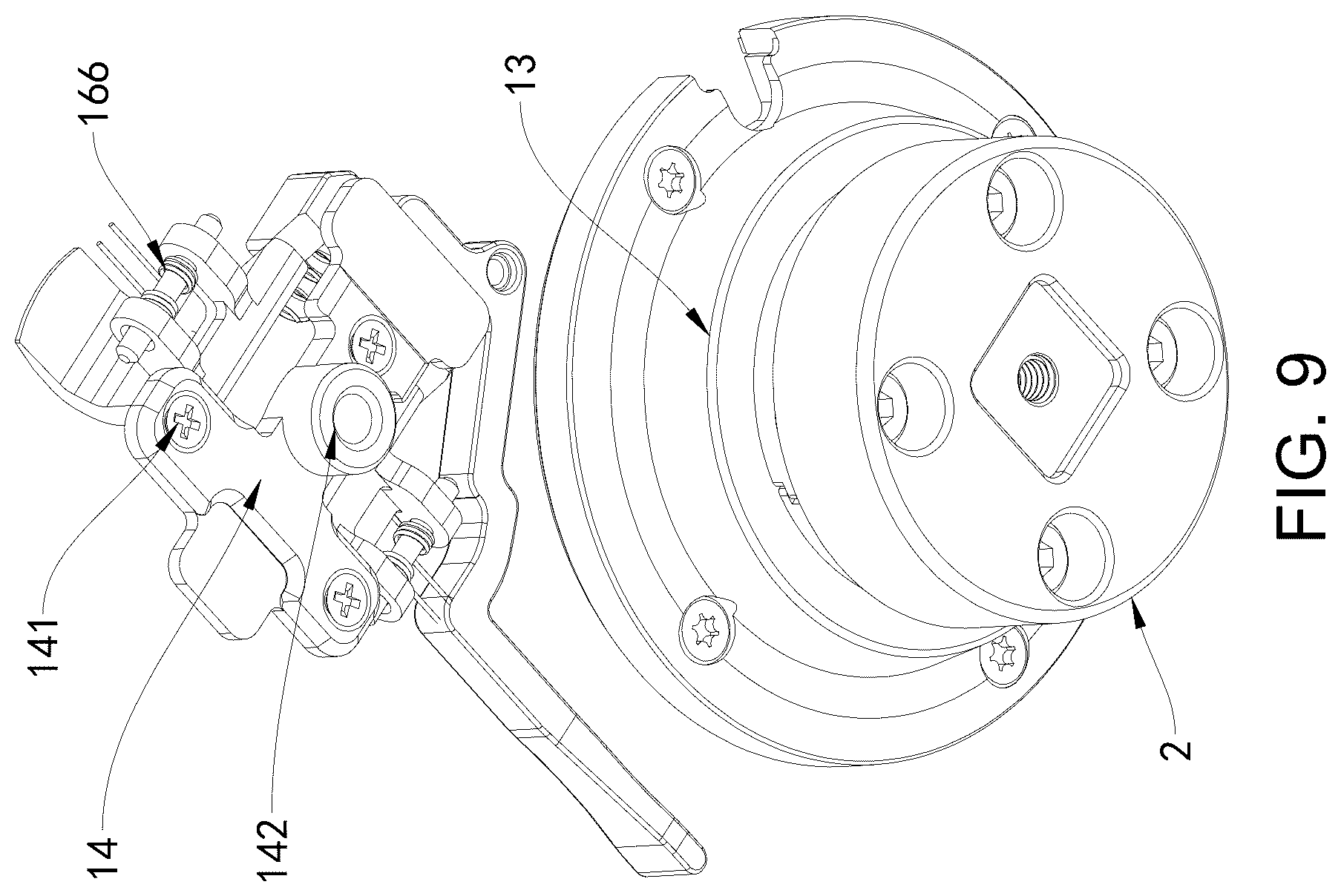 Patent US12562594 Figure 9 – Magnetic wireless charging quick-release mount